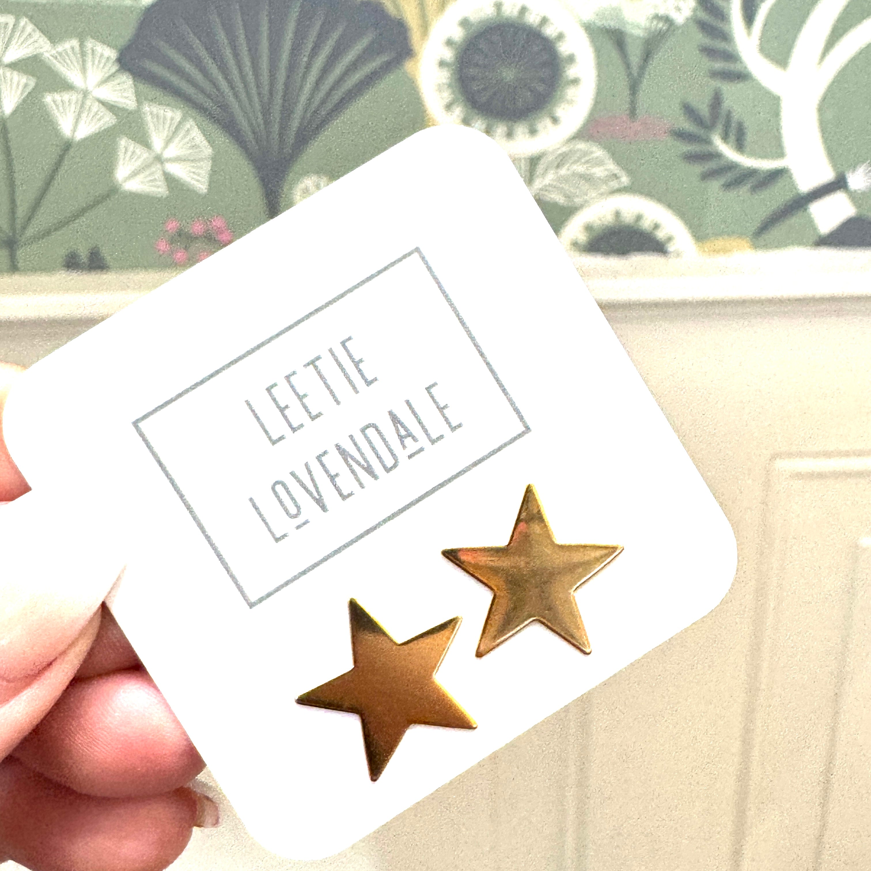 Big Stars! Deadstock Gold Stud Earrings