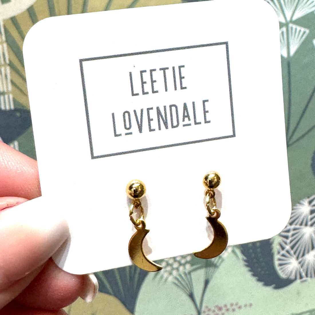 Moon Charm - Deadstock Gold Stud Earrings