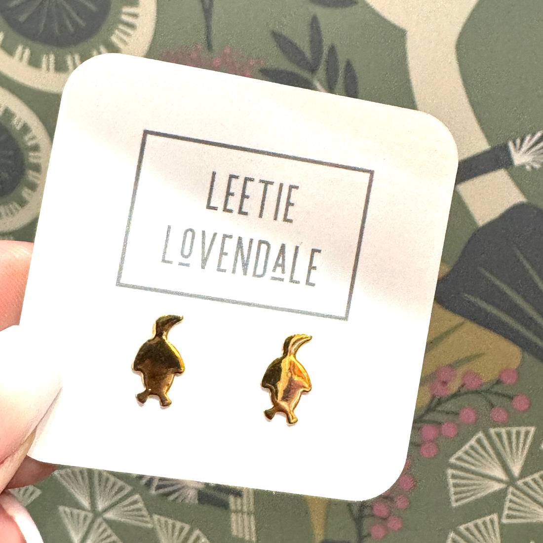 Penguin Friends - Deadstock Gold Stud Earrings