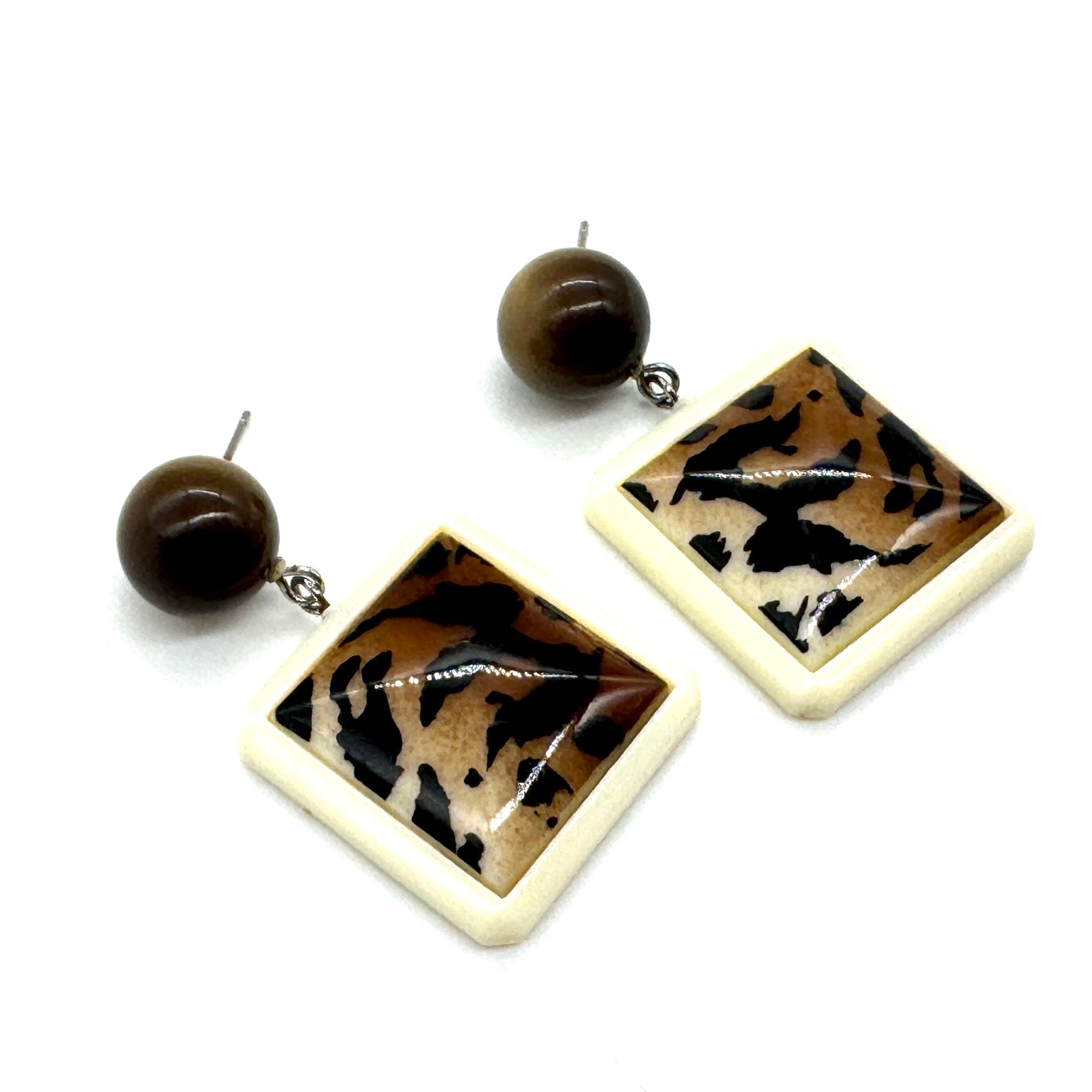 Leopard Square Drop Earrings