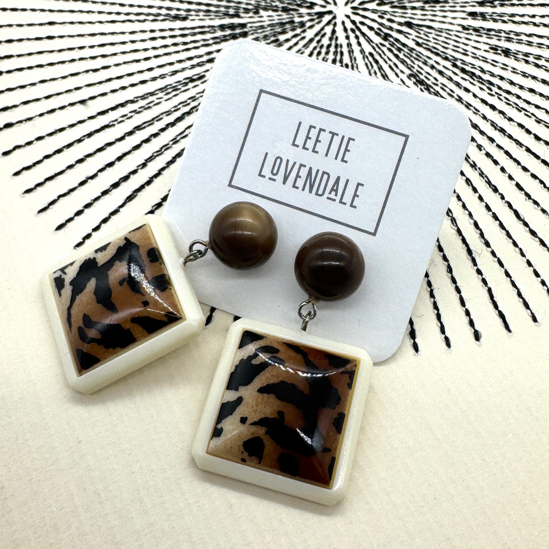 Leopard Square Drop Earrings