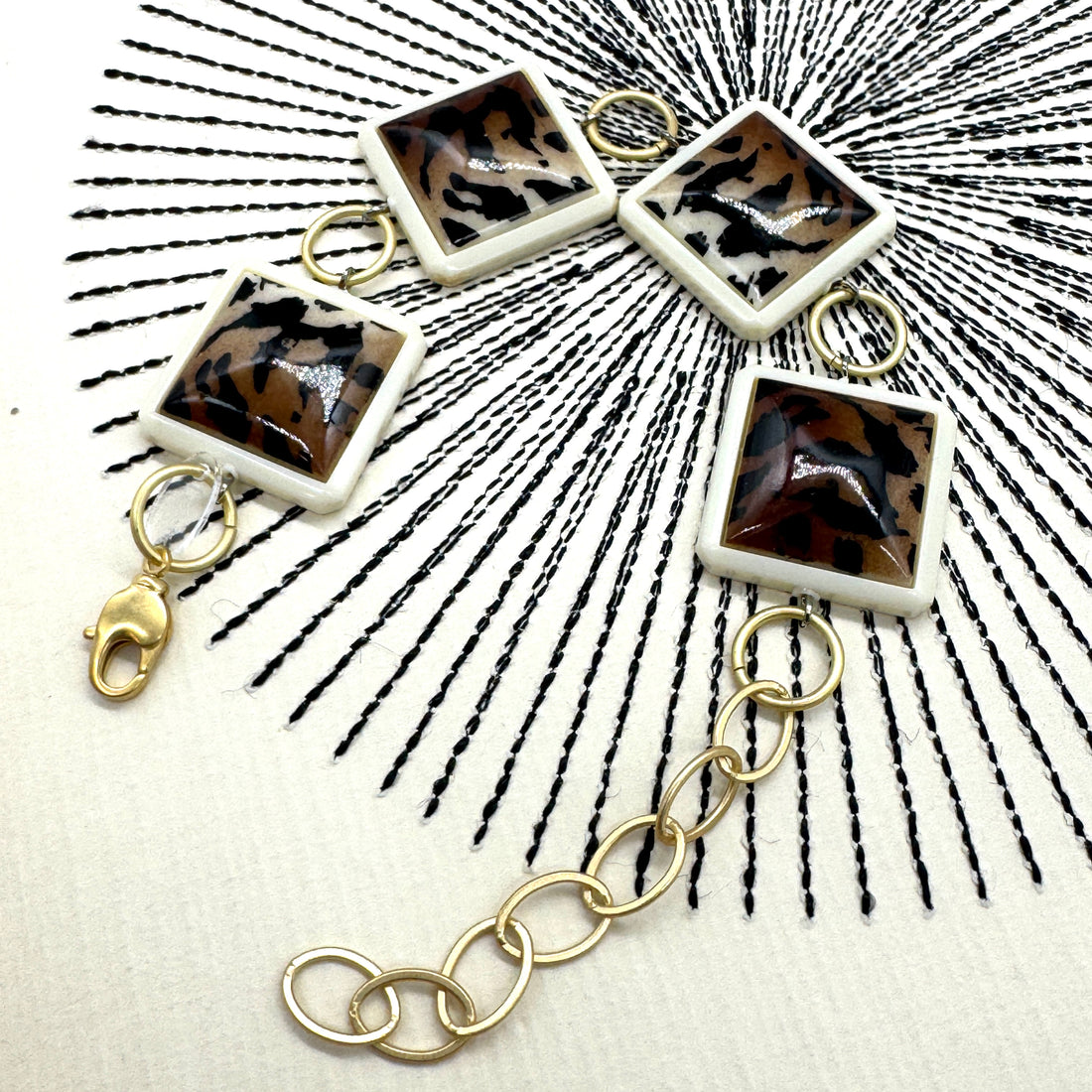Leopard Square Stations Bracelet