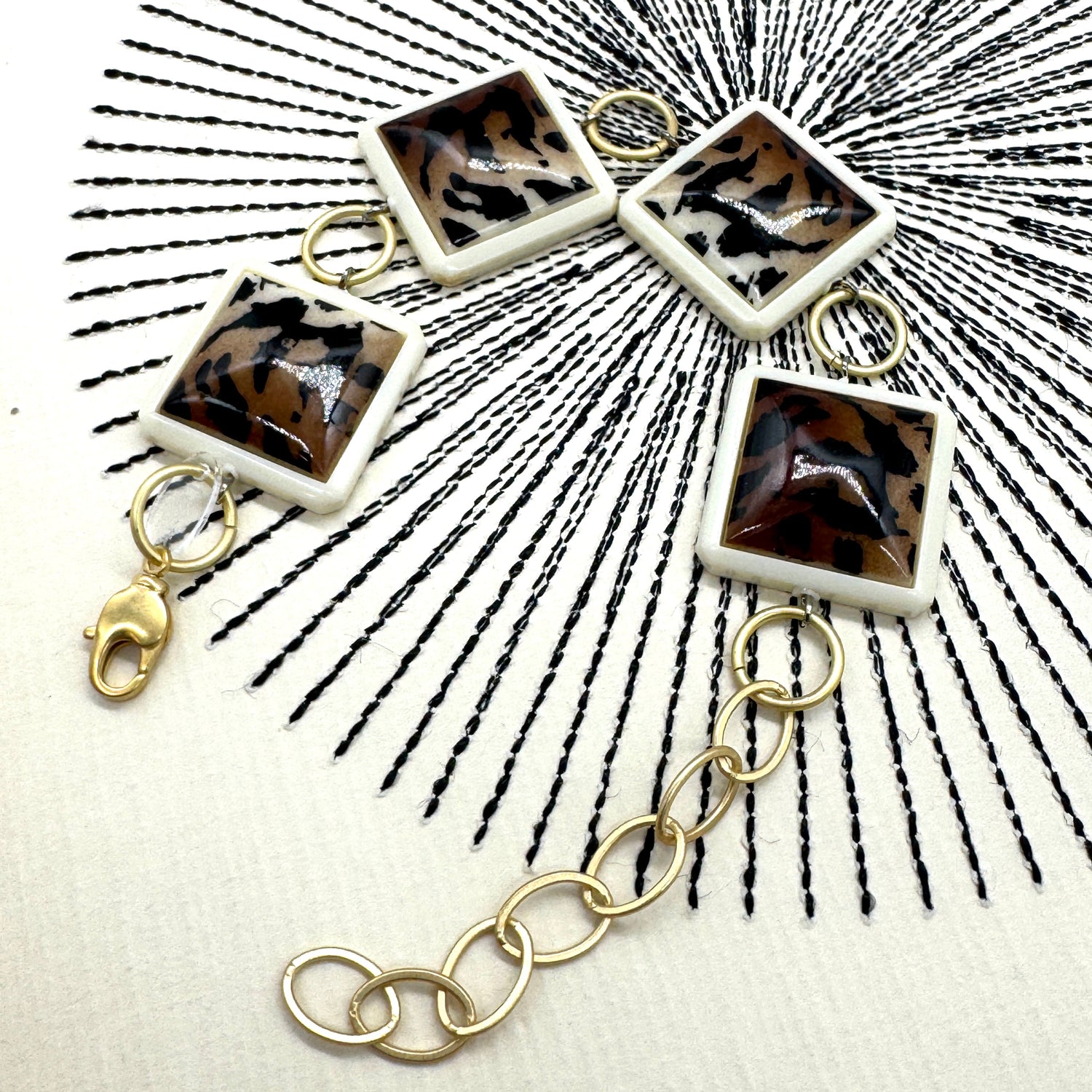 Leopard Square Stations Bracelet