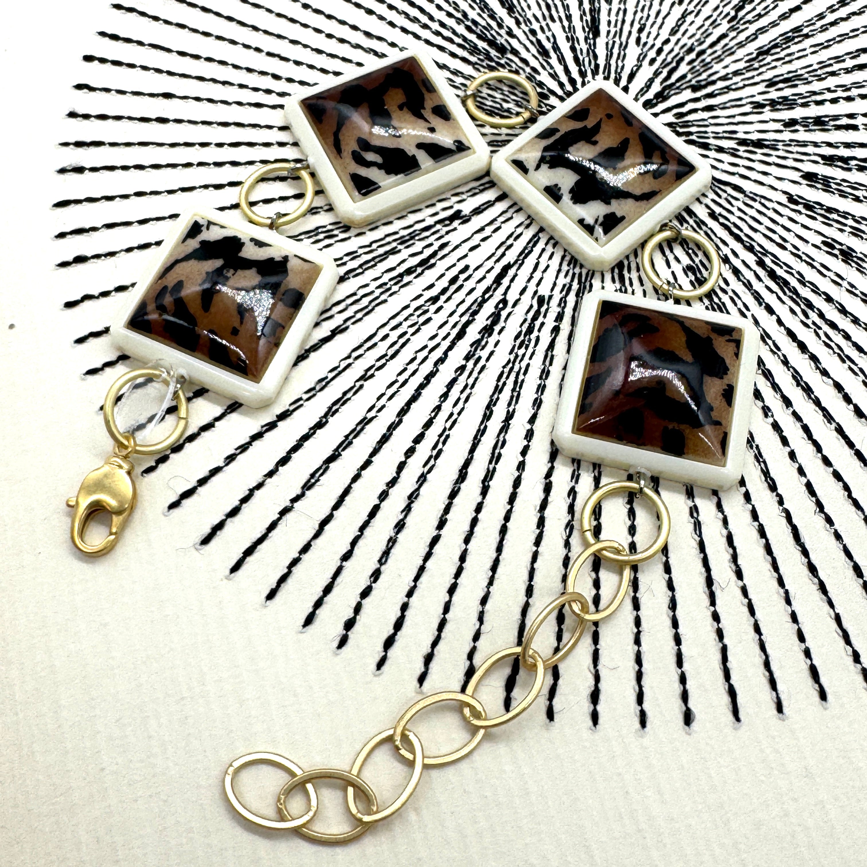 Leopard Square Stations Bracelet