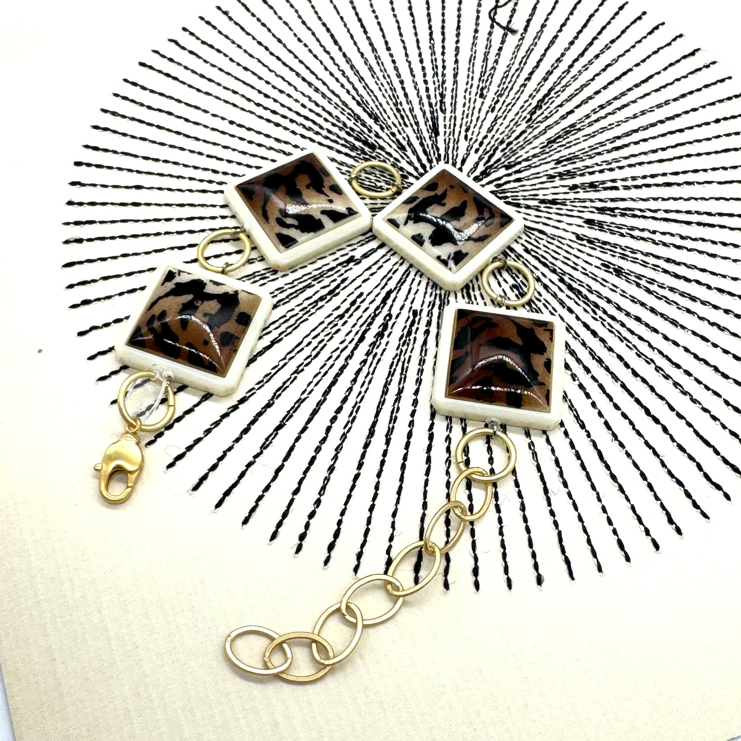 Leopard Square Stations Bracelet