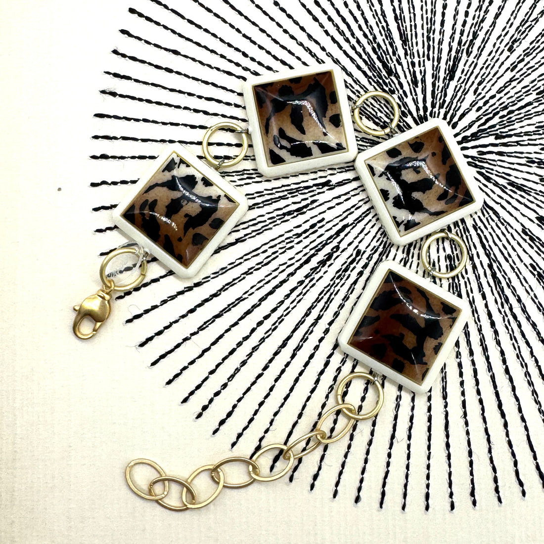 Leopard Square Stations Bracelet