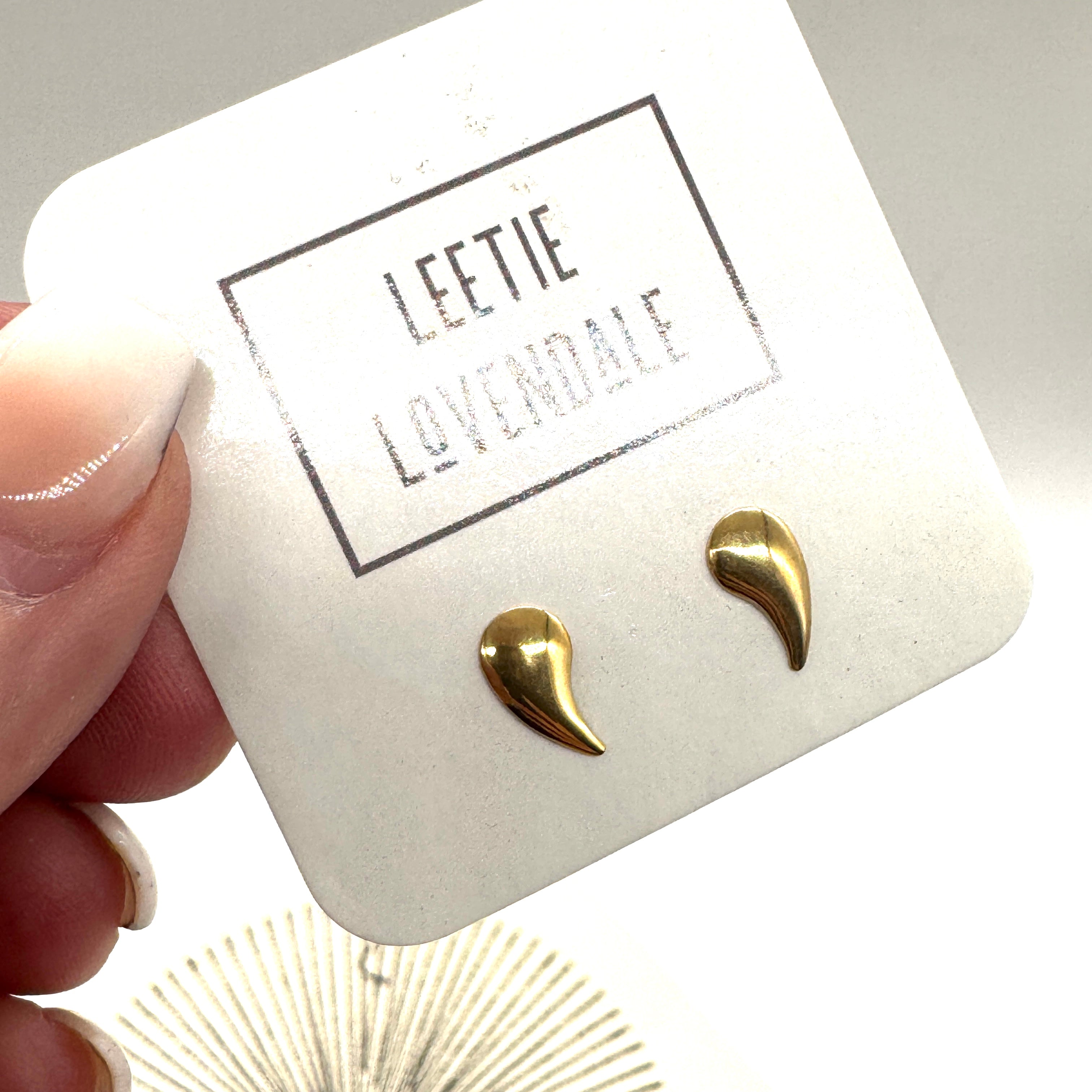 Swish Paisley Studs - Deadstock Gold Stud Earrings