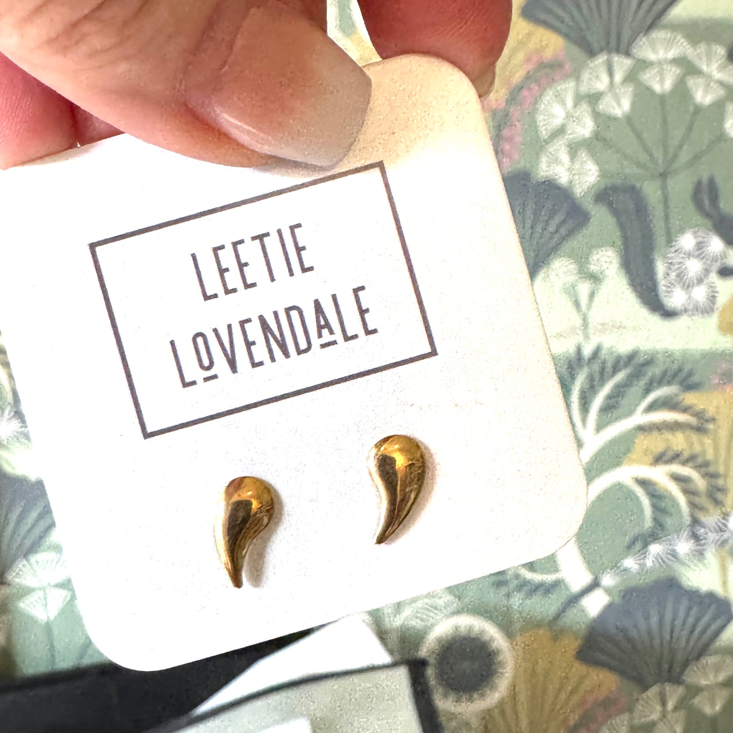 Swish Paisley Studs - Deadstock Gold Stud Earrings