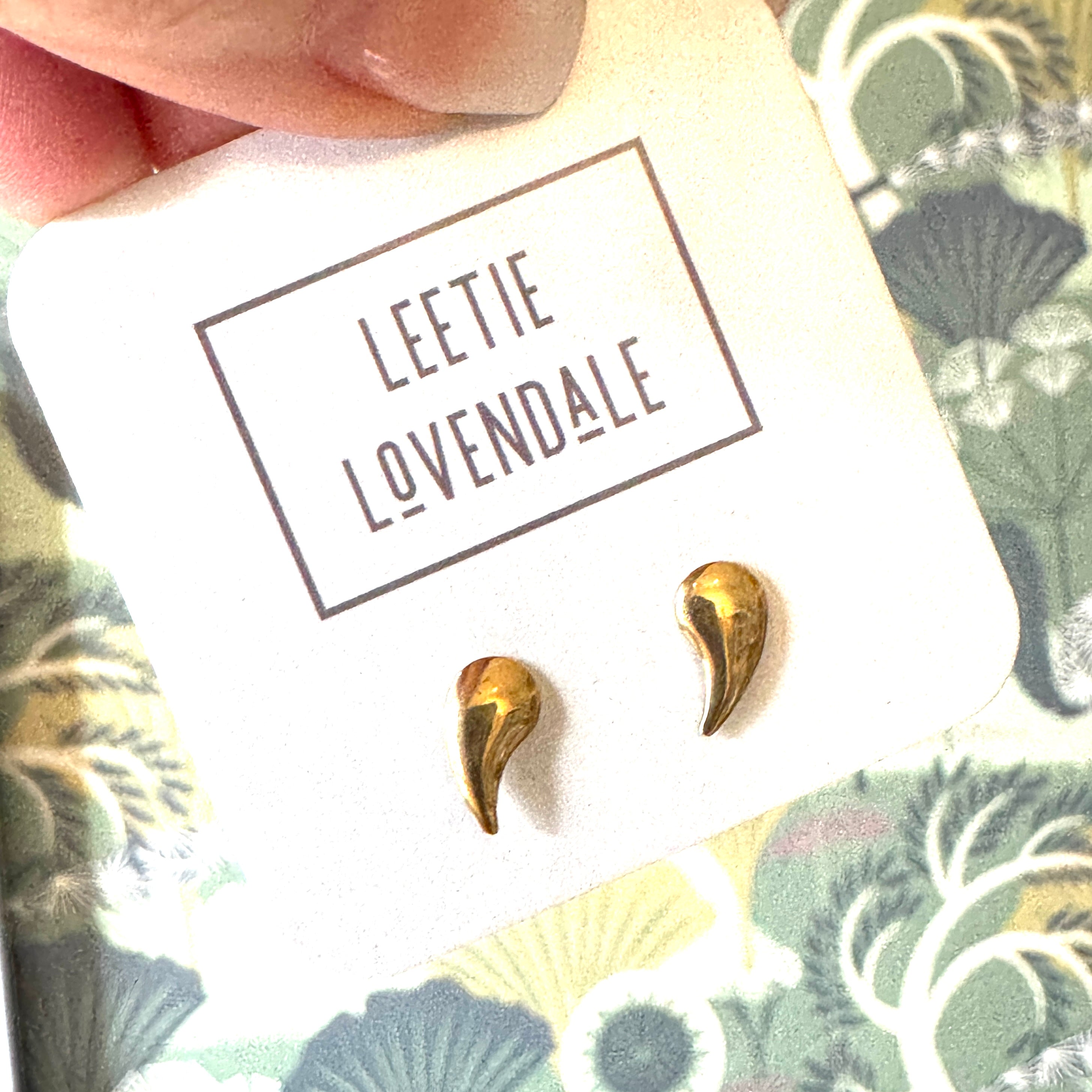 Swish Paisley Studs - Deadstock Gold Stud Earrings