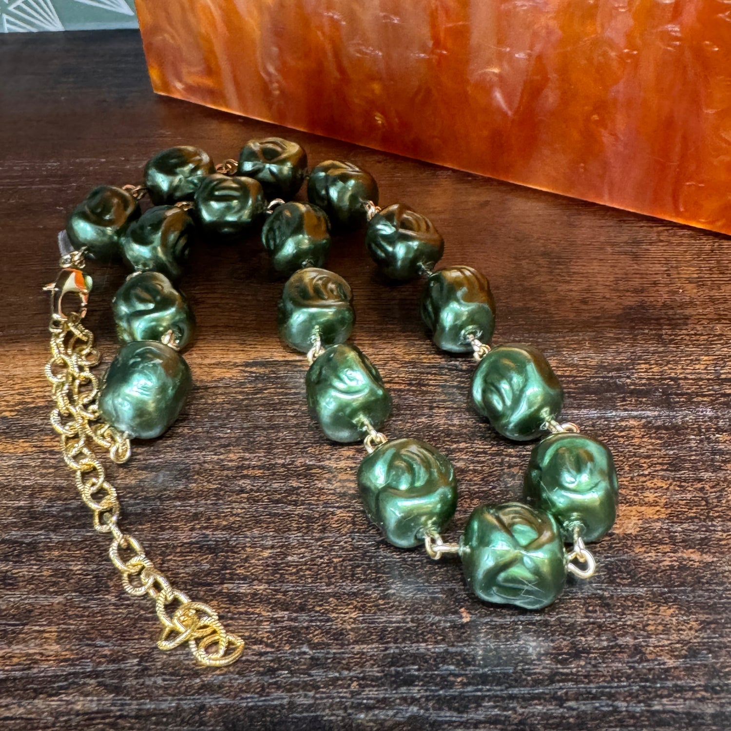 Hollow Evergreen Nugget Amelia Necklace