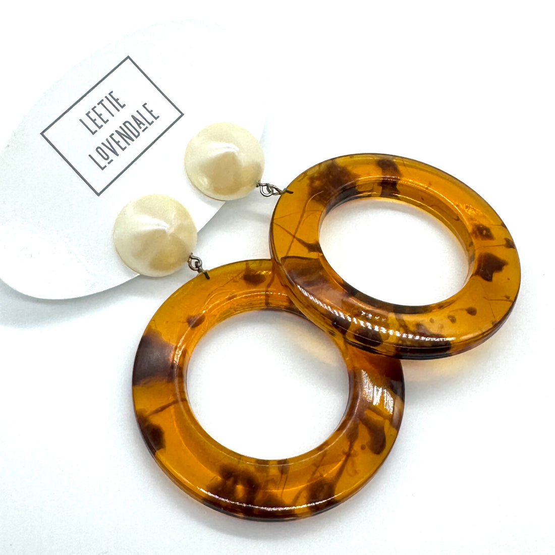 Tortoise Pearl Jumbo Donut Drop Earrings