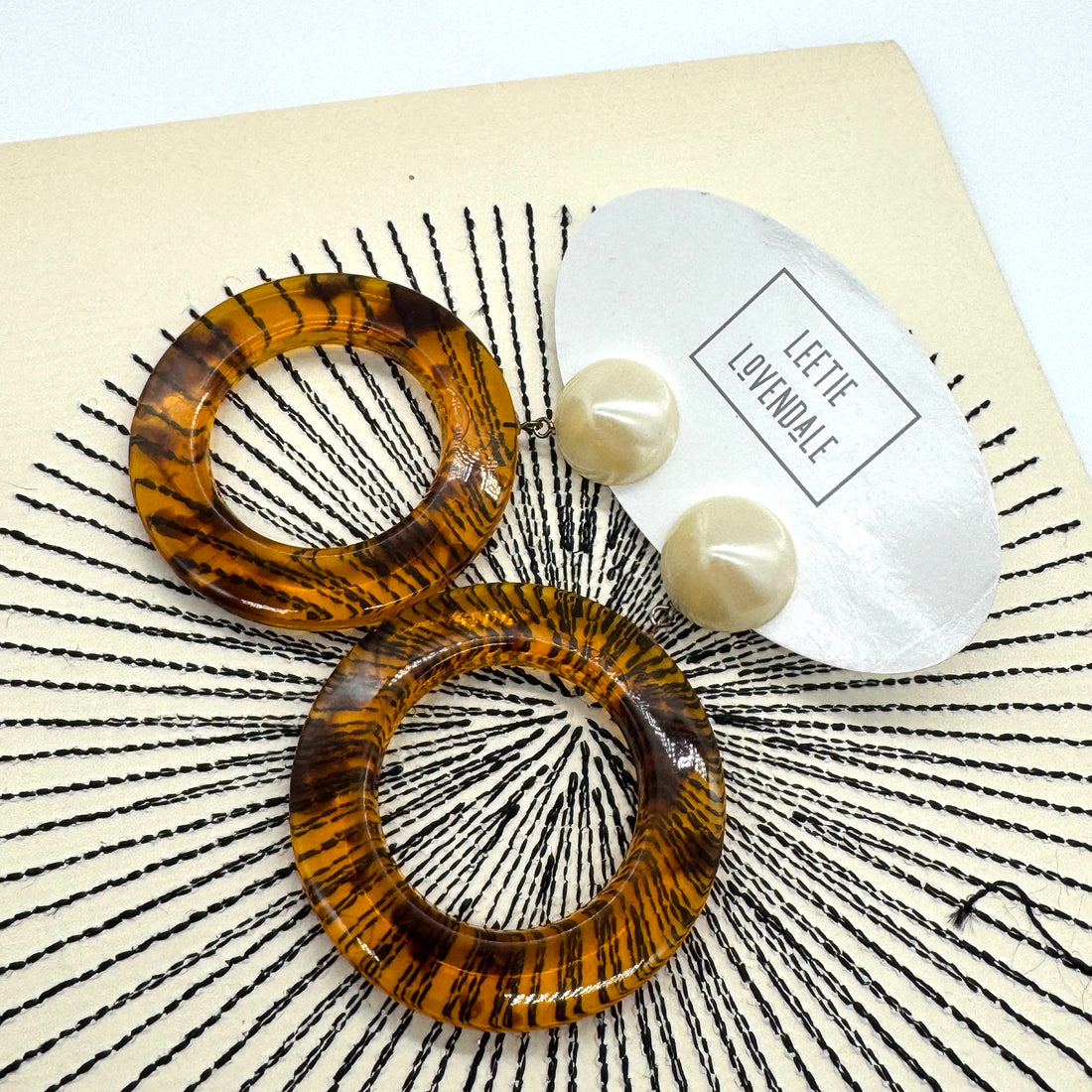 Tortoise Pearl Jumbo Donut Drop Earrings