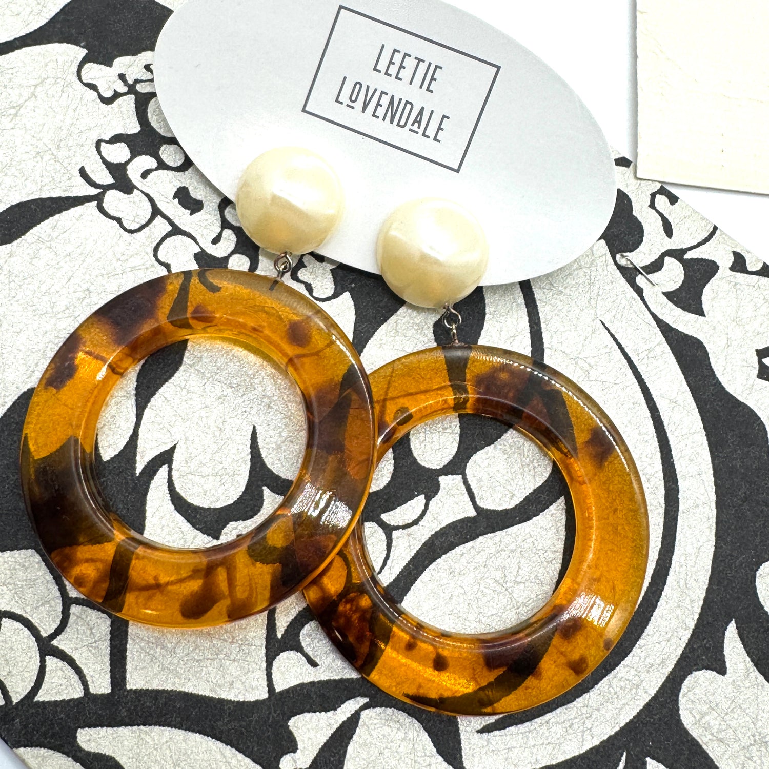 Tortoise Pearl Jumbo Donut Drop Earrings