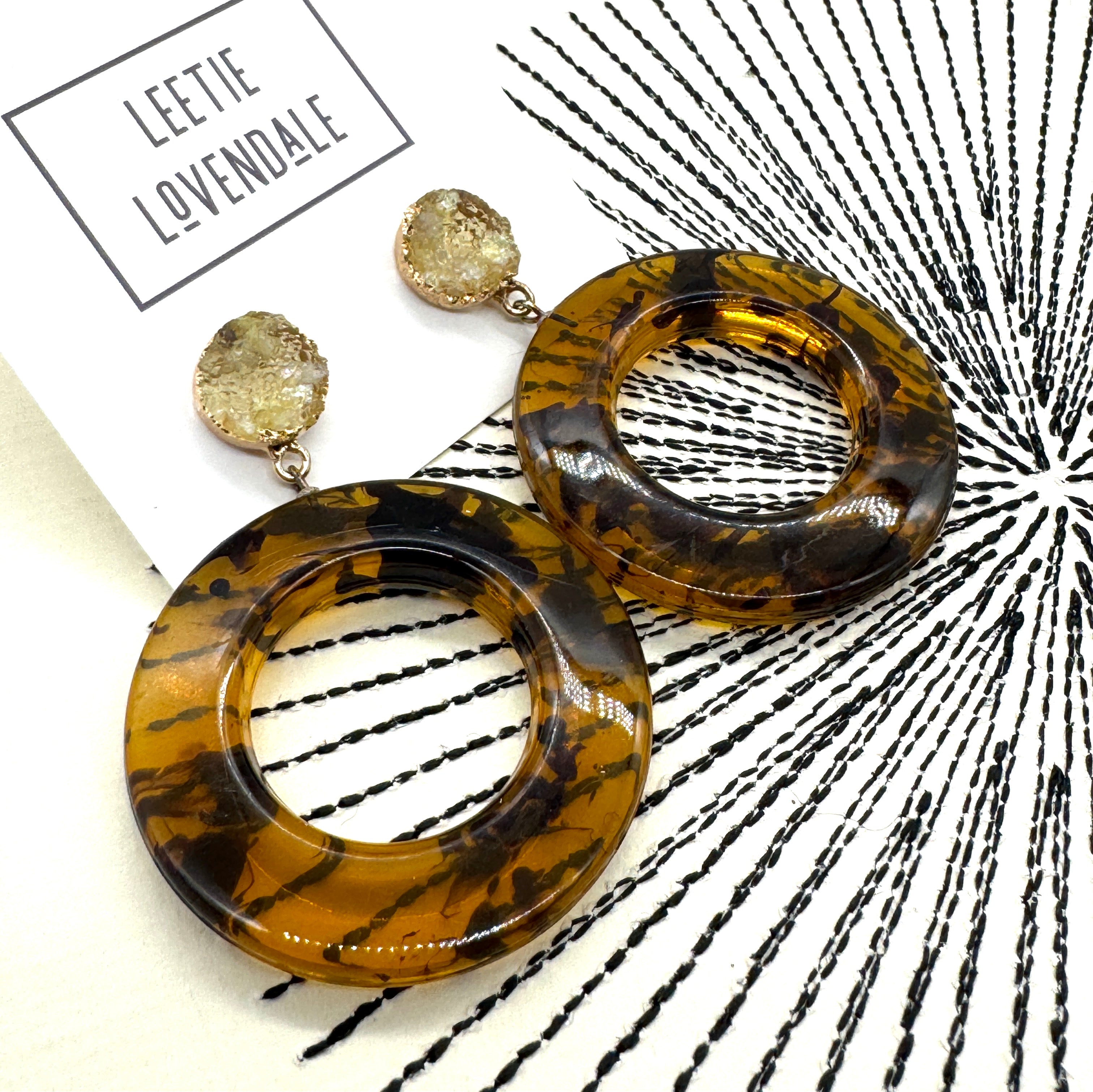 Tortoise Luxe Donut Drop Earrings