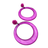 Purple hoop earrings on a white background