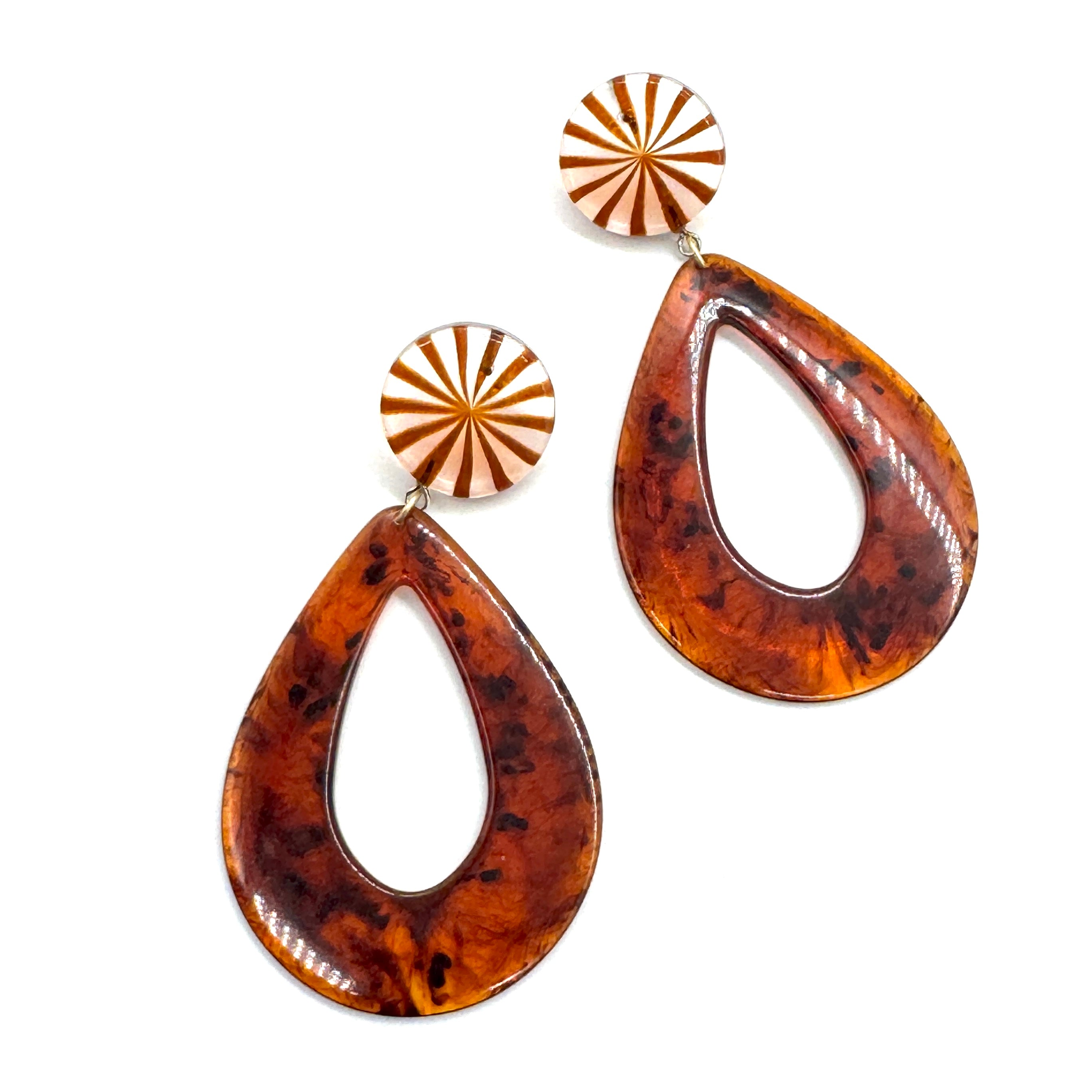 Tortoise Teardrop Donut Earrings