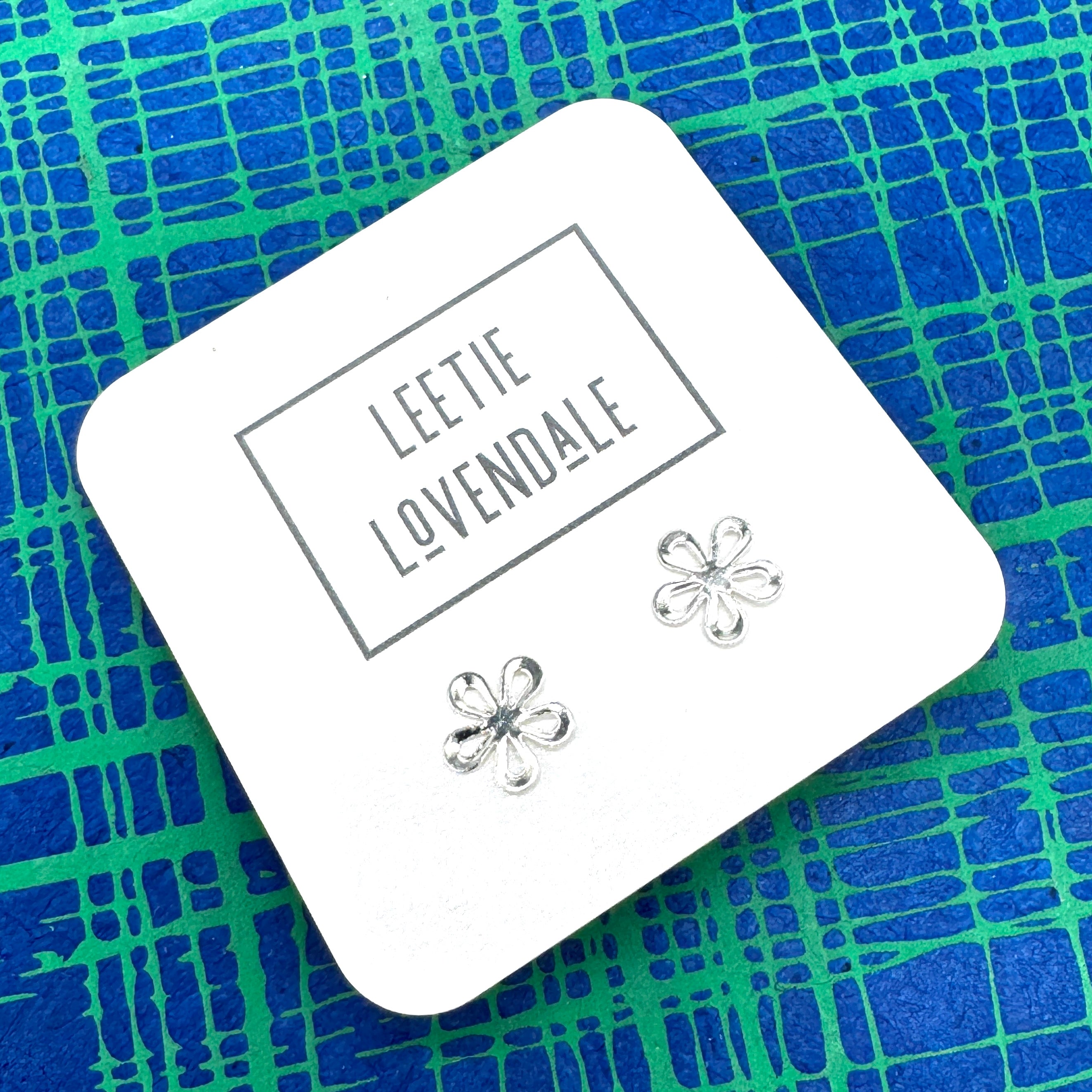 Silver Splat Flower Deadstock Stud Earrings