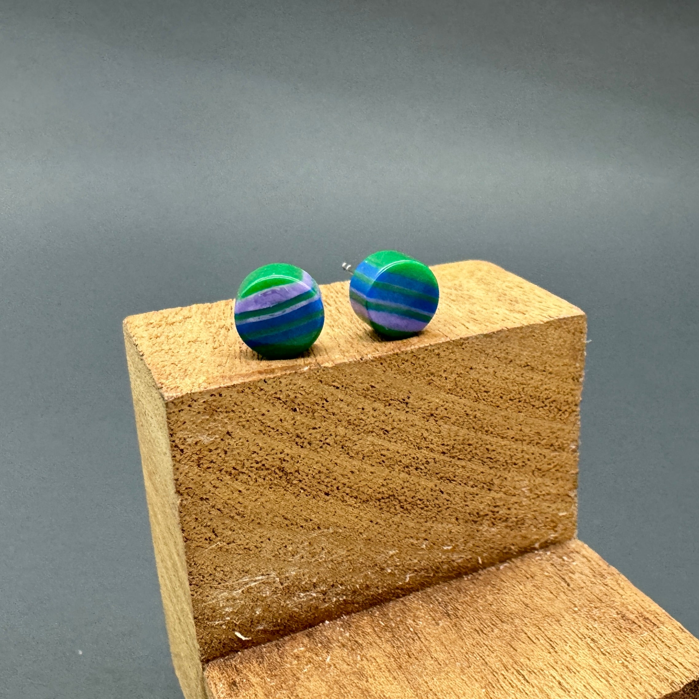 vintage preppy stripe studs green purple and blue