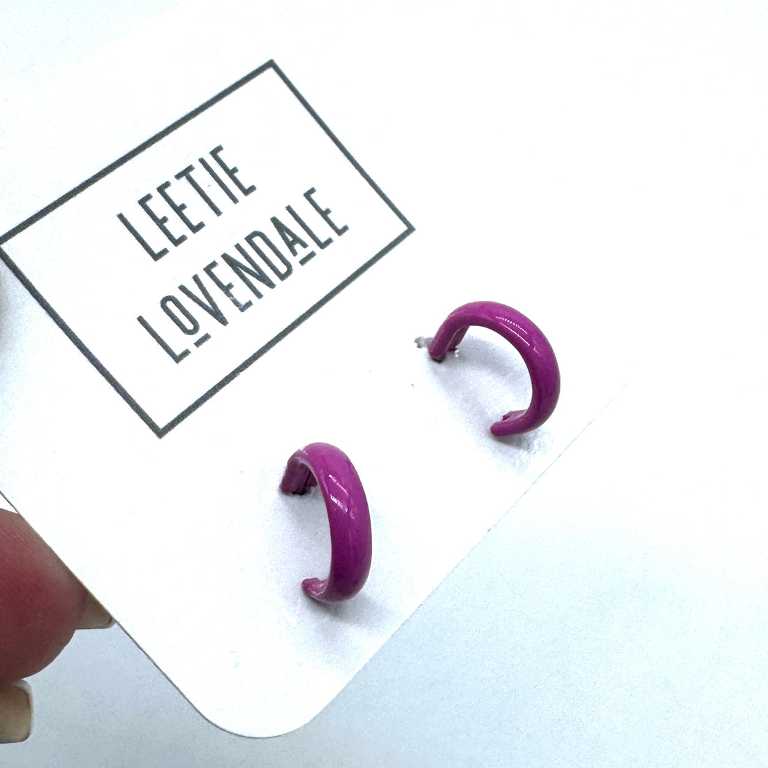 Fuchsia Tiny Enamel Deadstock Hoops