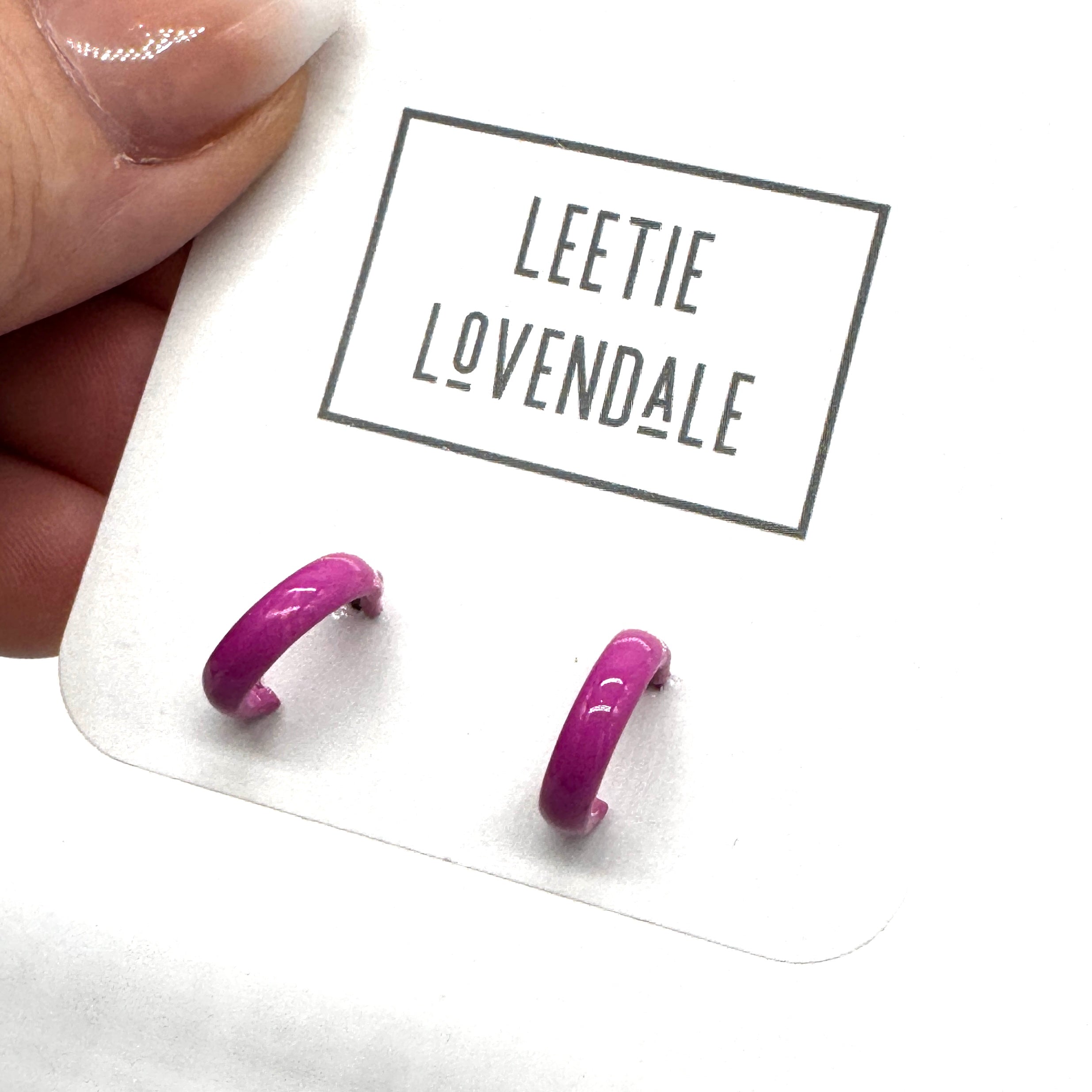 Fuchsia Tiny Enamel Deadstock Hoops