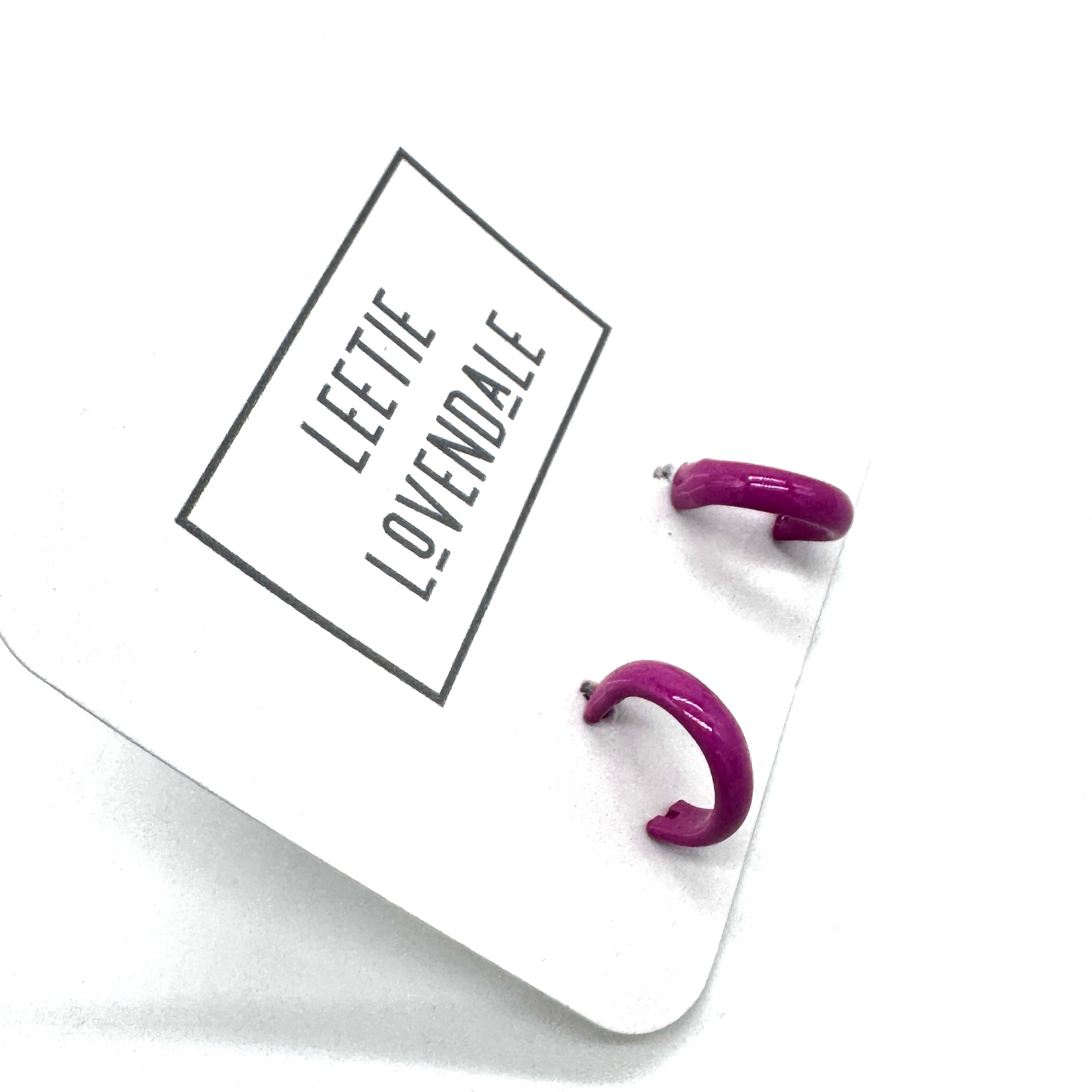Fuchsia Tiny Enamel Deadstock Hoops