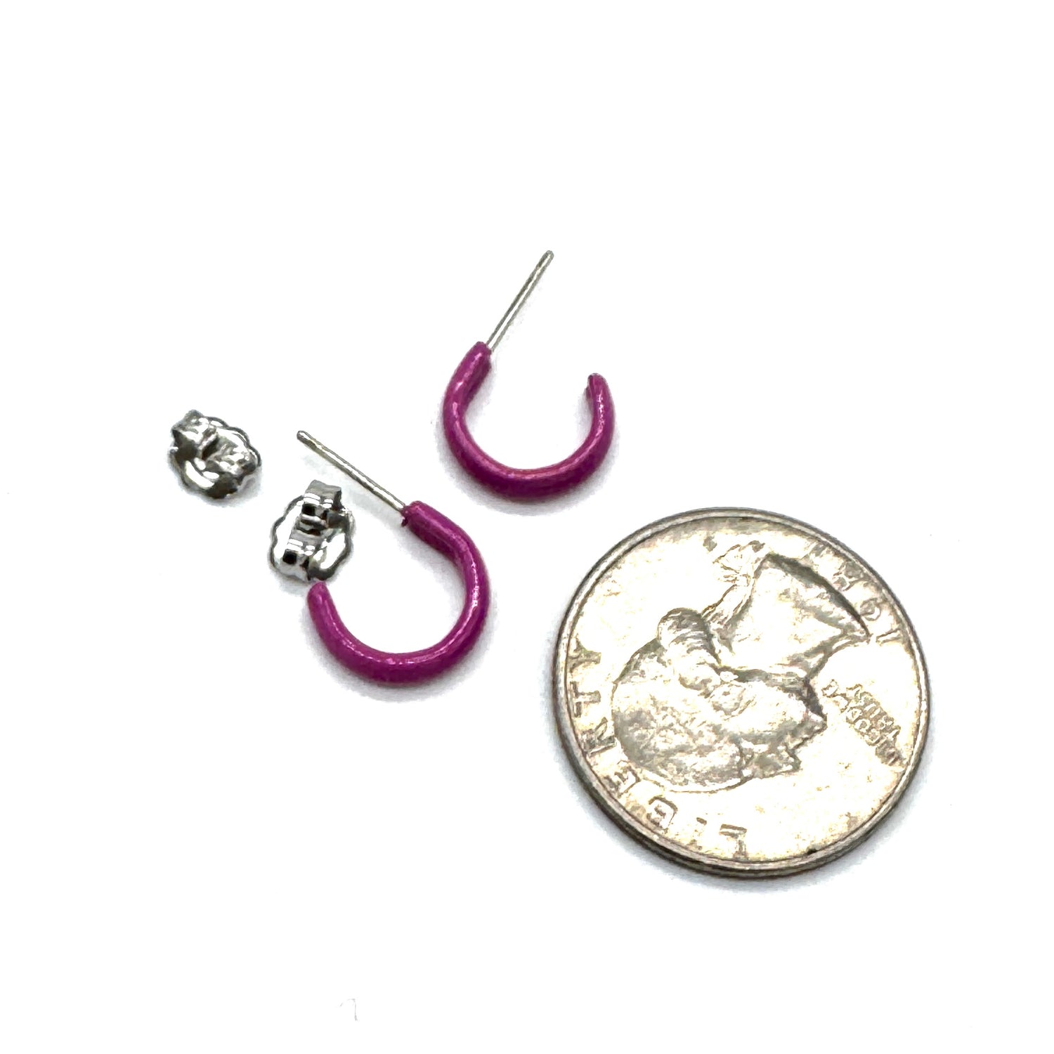 Fuchsia Tiny Enamel Deadstock Hoops