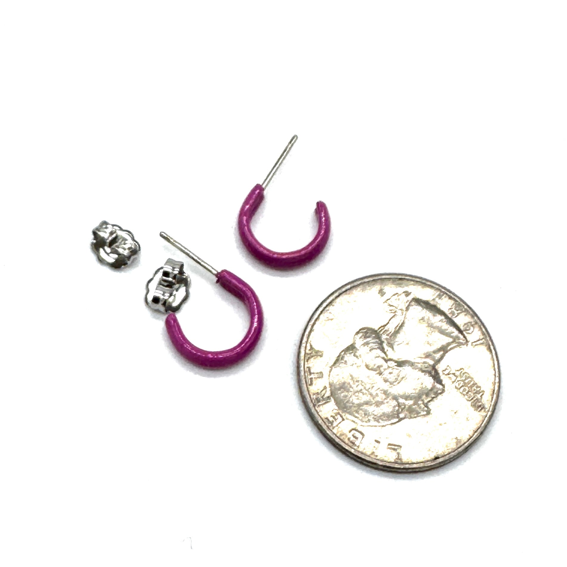 Fuchsia Tiny Enamel Deadstock Hoops