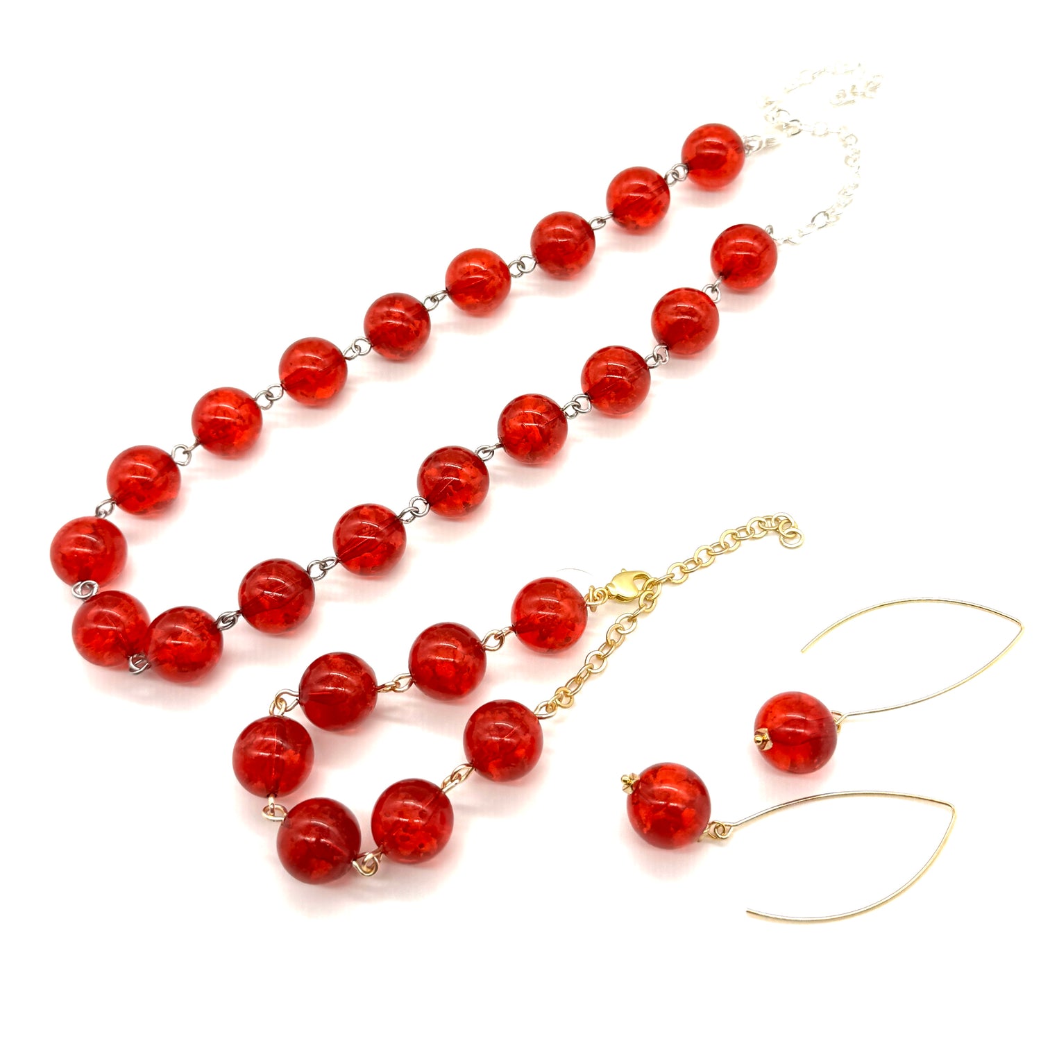 Red Berry Confetti RainDrop Earrings