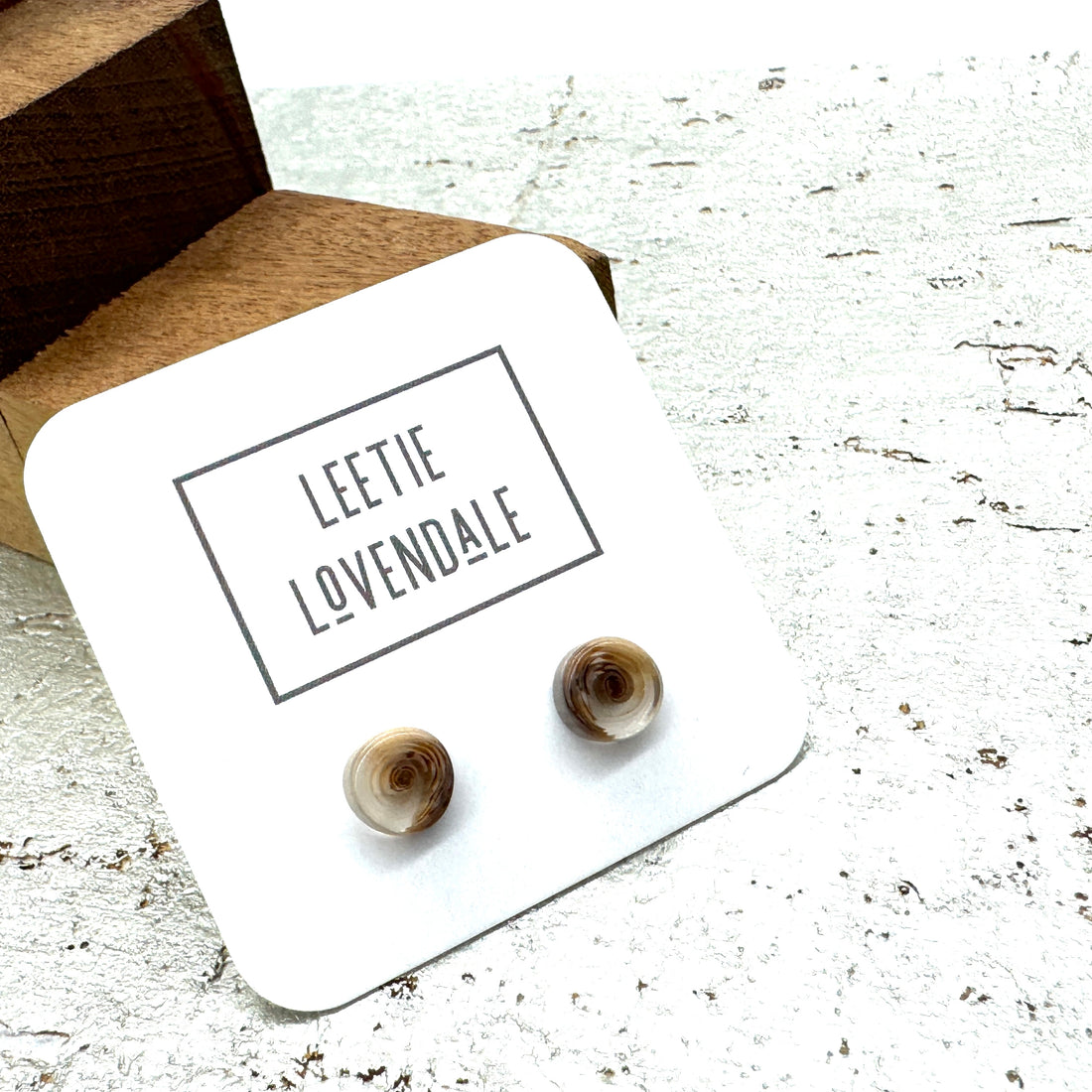 Beige &amp; Brown Swirl Stud Earrings