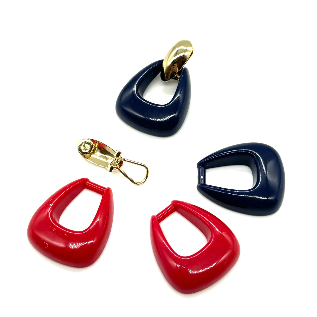 Intermix Navy &amp; Red Pyramid KJL Earrings