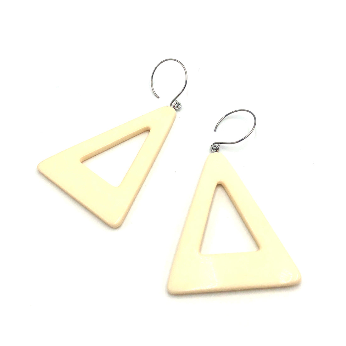 Cream Jumbo Triangle Drop Earrings