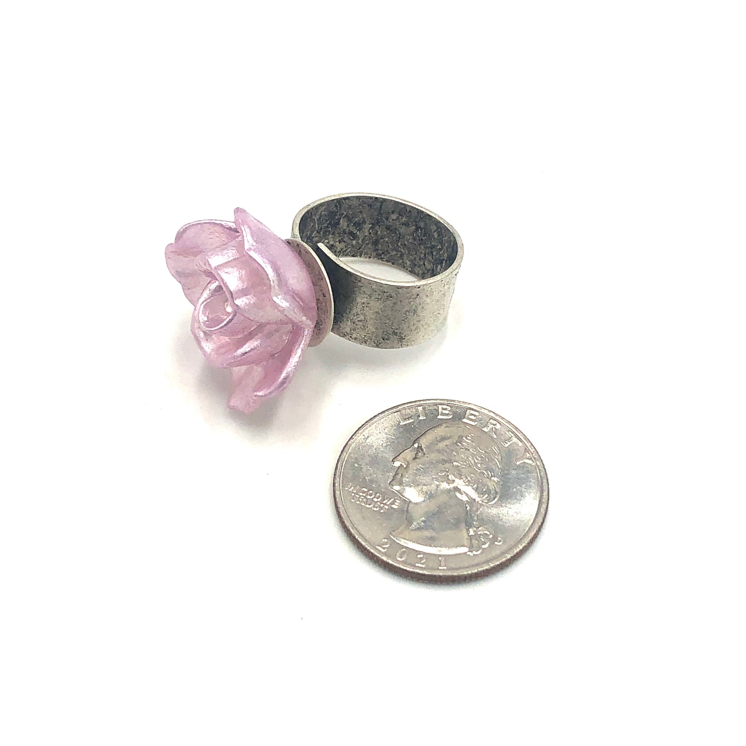 Pink Flower Mini Corsage Cocktail Ring