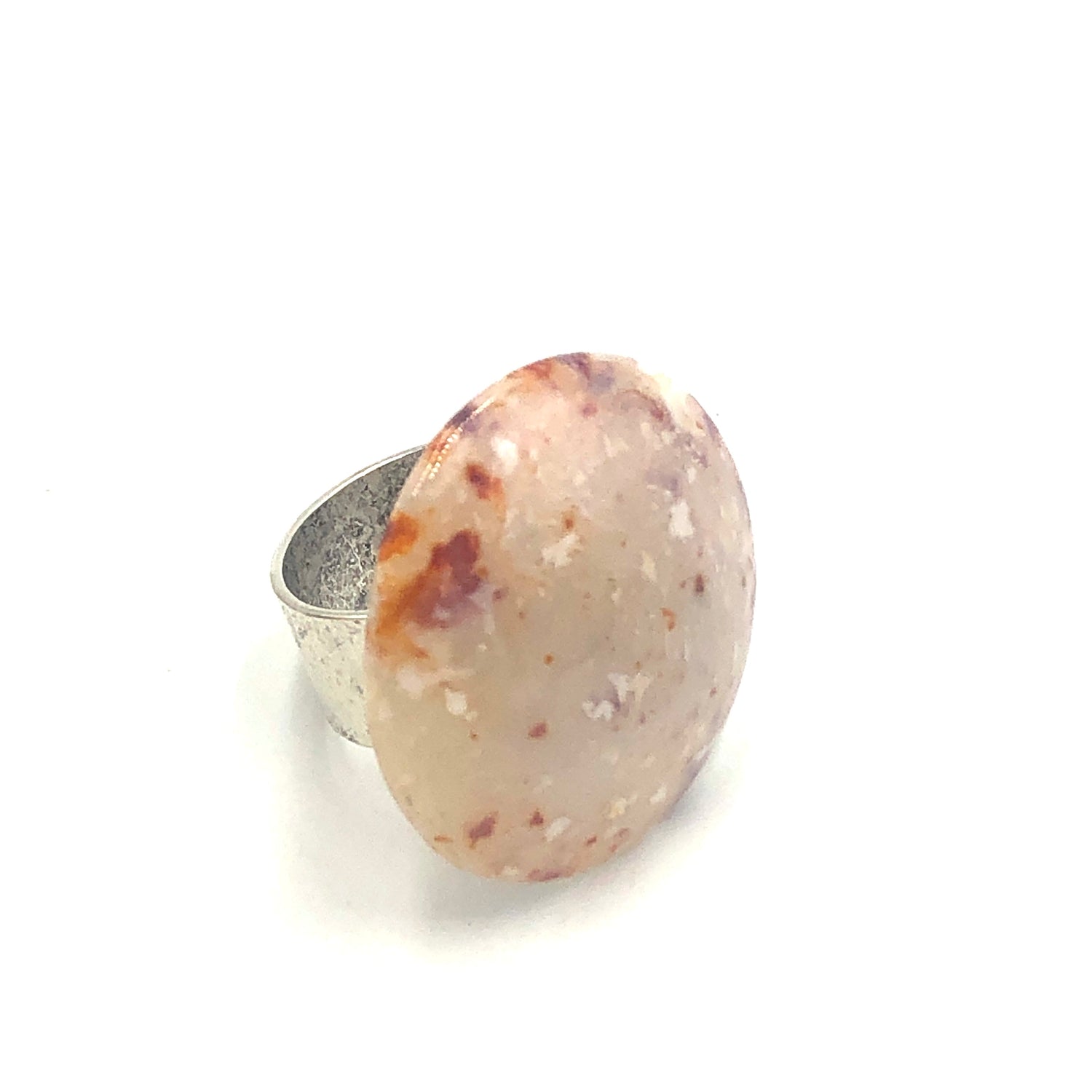 Beige Speckle Lucite Cocktail Ring