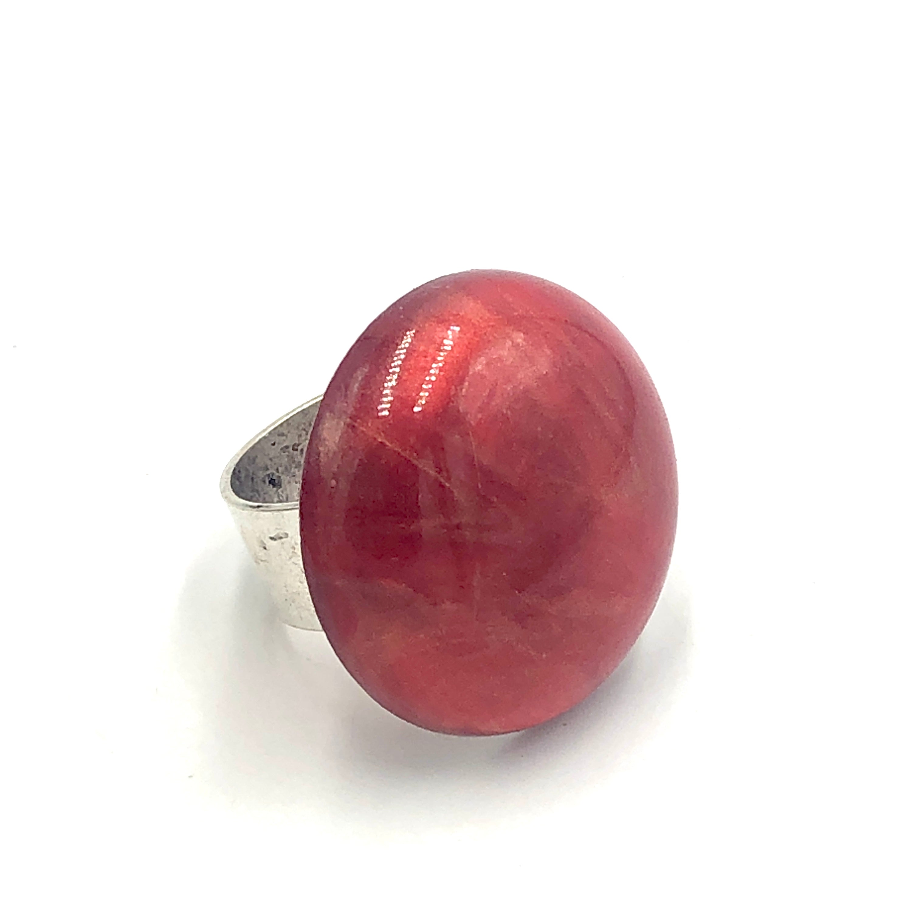 Ruby Red &amp; Gold Luster Lucite Cocktail Ring