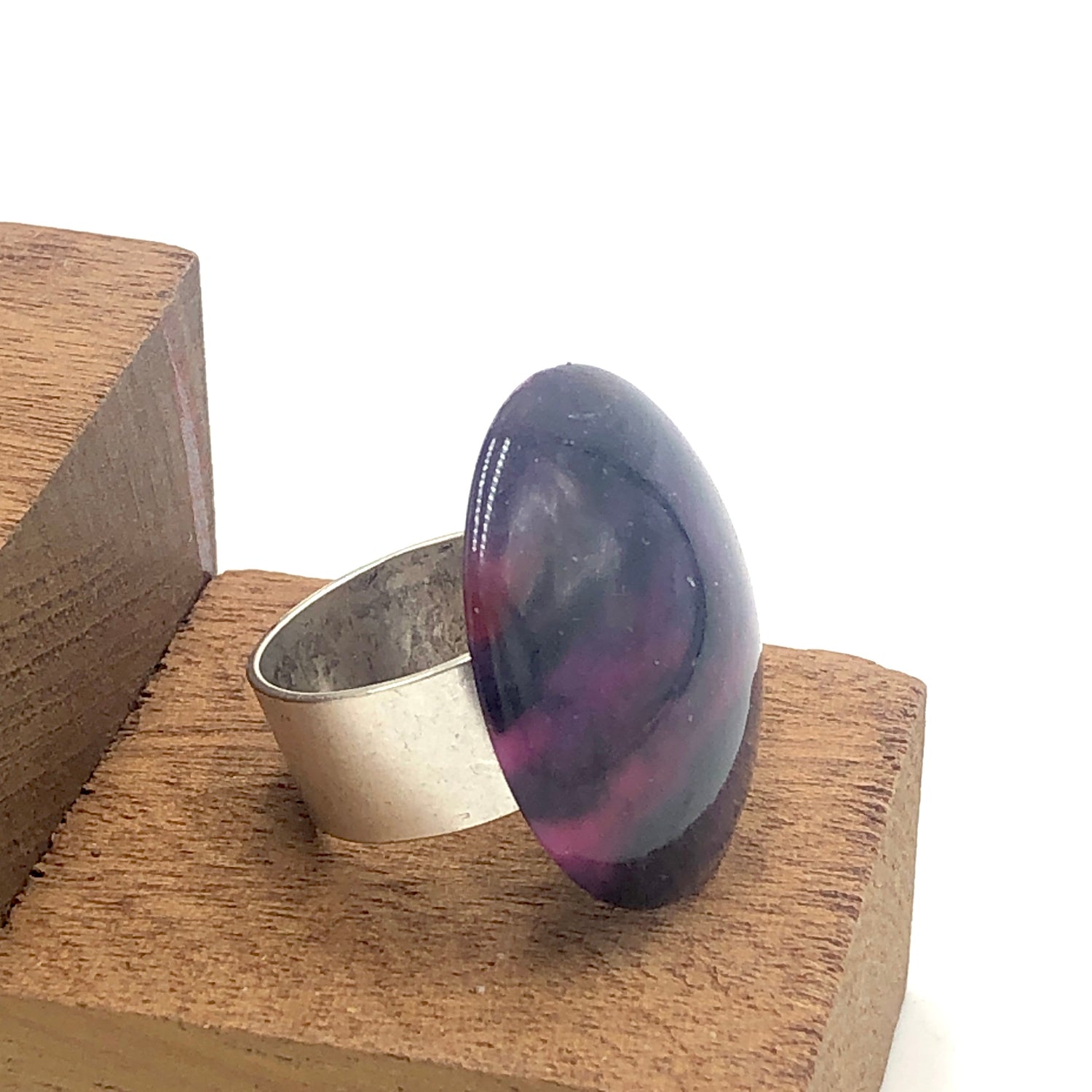 Violet &amp; Navy Marbled Cocktail Ring