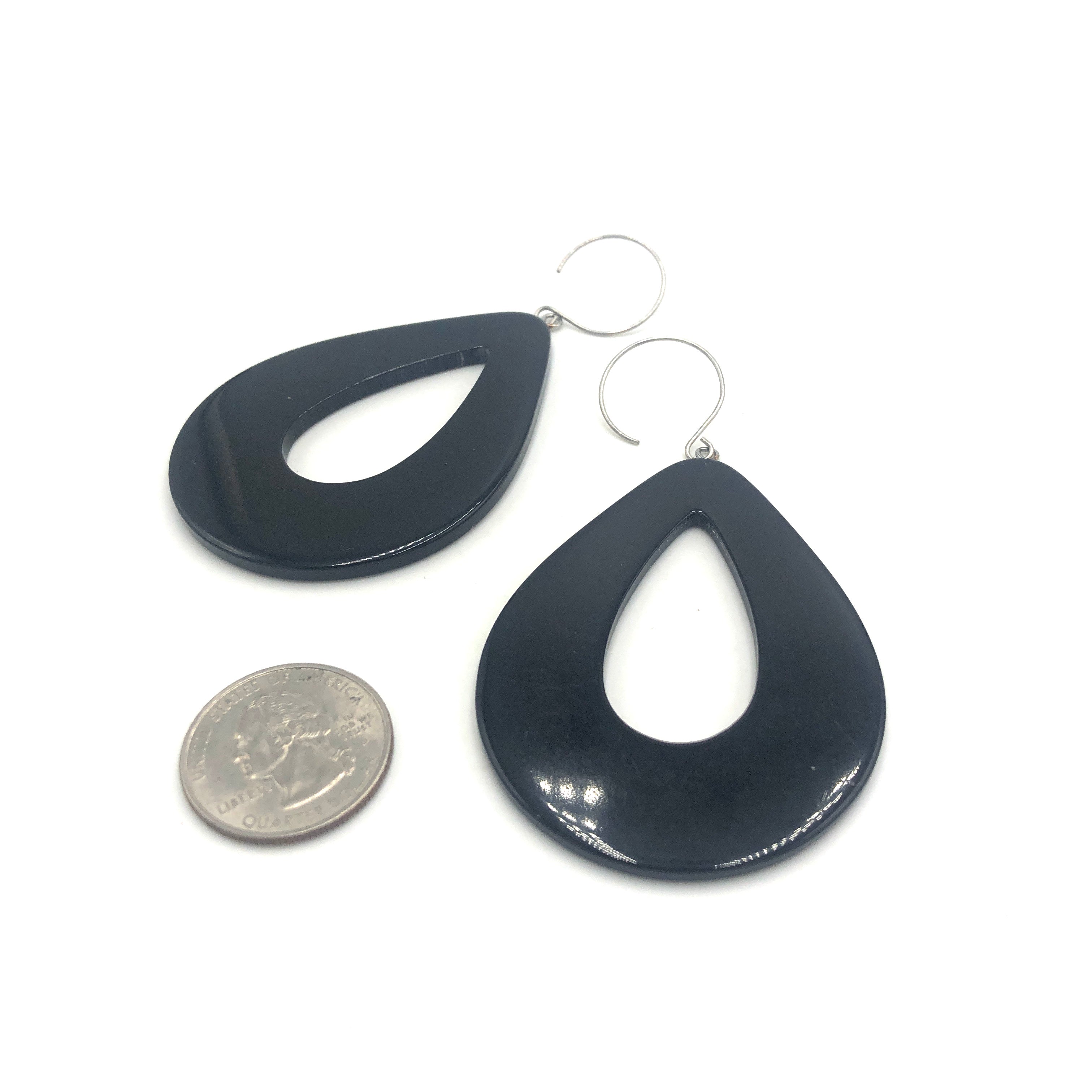 Black Jumbo Teardrop Earrings