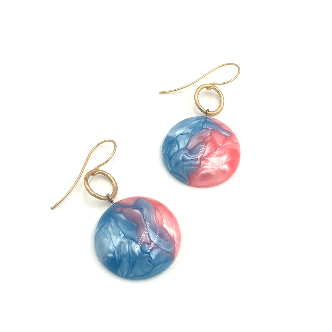 Pink &amp; Blue Aura Ring Earrings