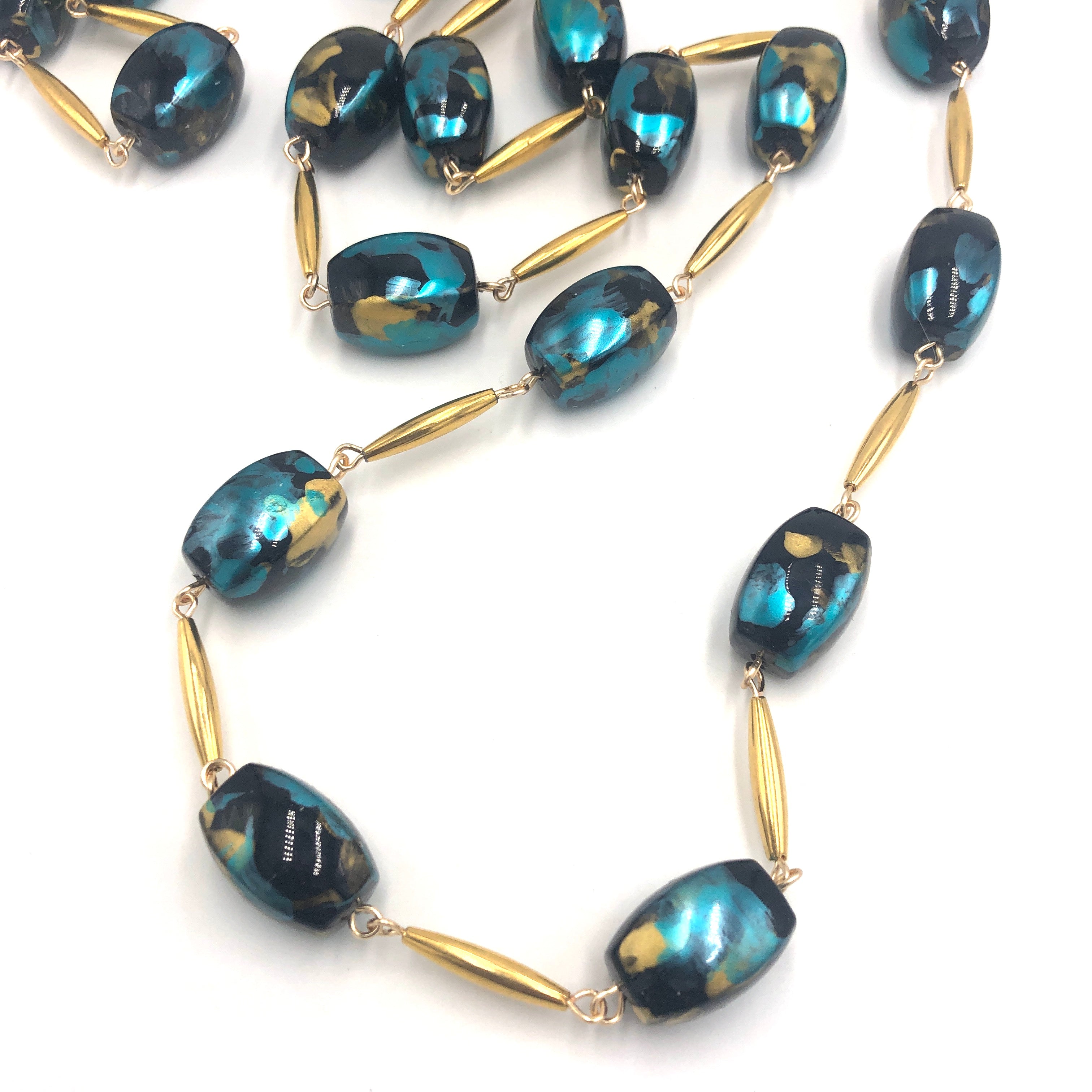 Teal Painter Opera Necklace