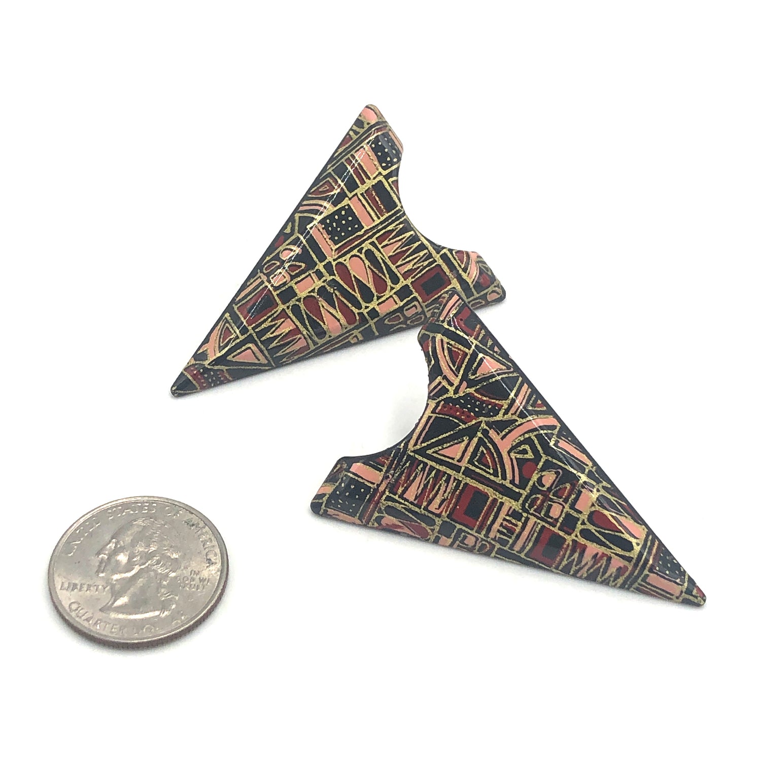 Graphic Etched Pyramid Stud Earrings