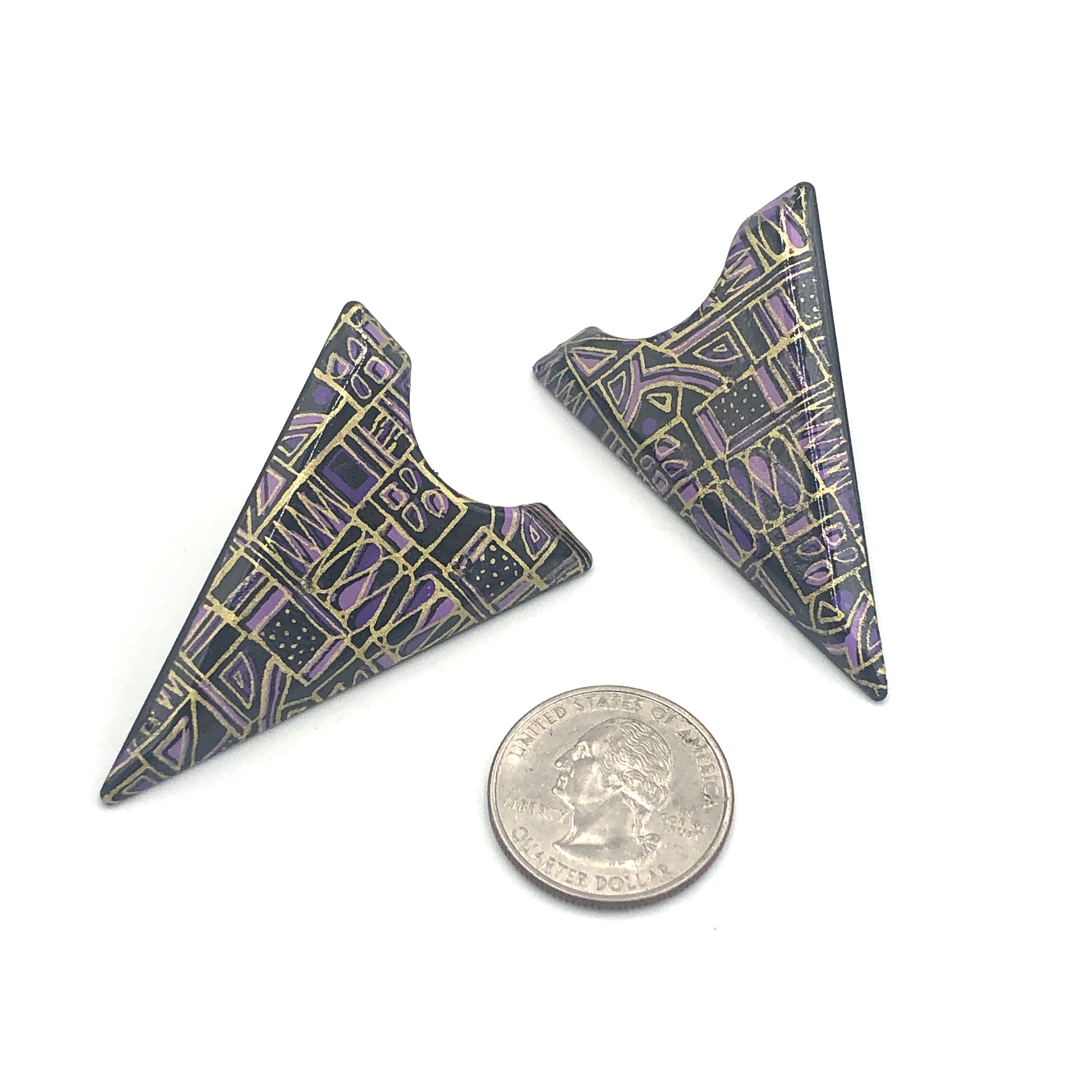 Graphic Etched Pyramid Stud Earrings