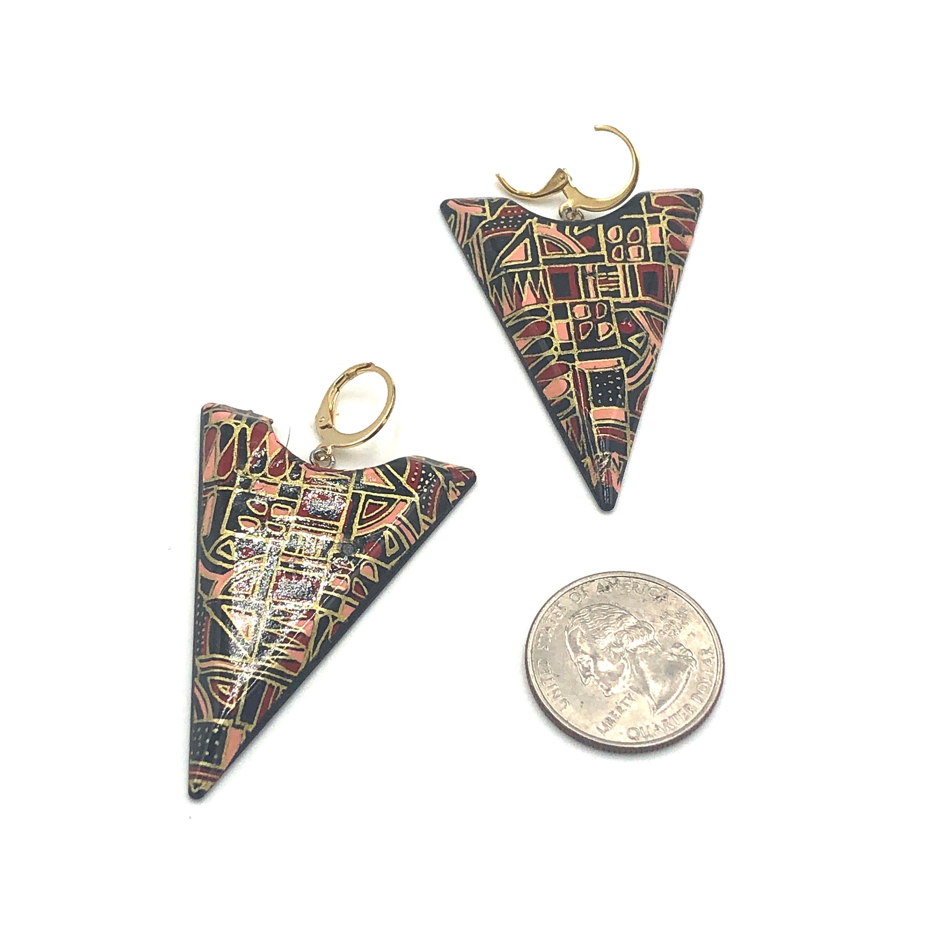 Graphic Etched Pyramid Earrings