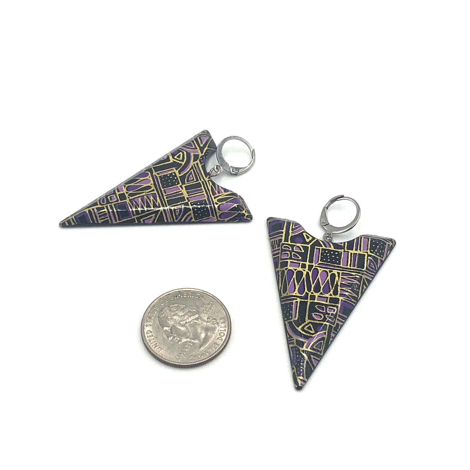 Graphic Etched Pyramid Earrings