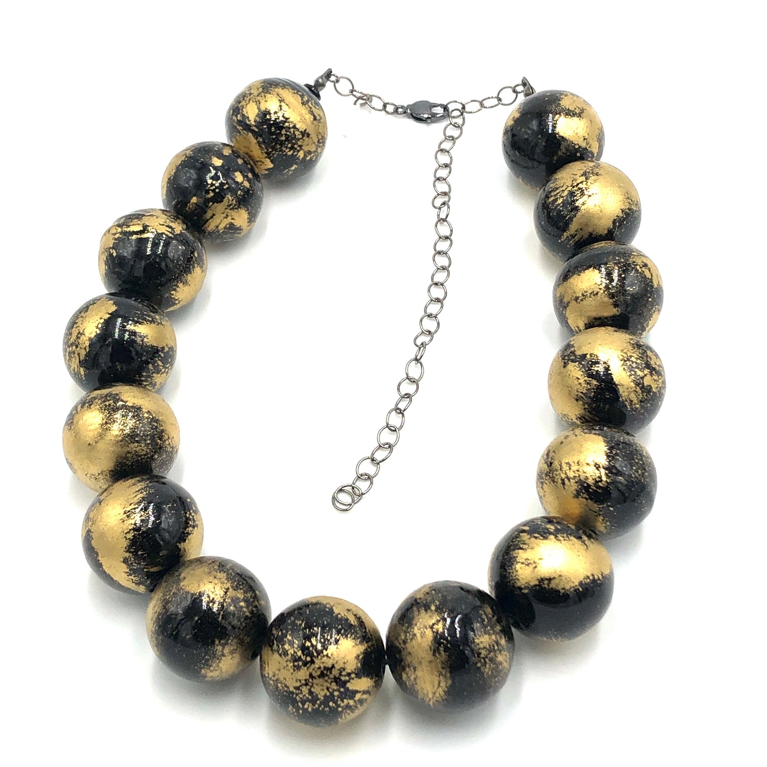 Black &amp; Gold Painted Marco Necklace *