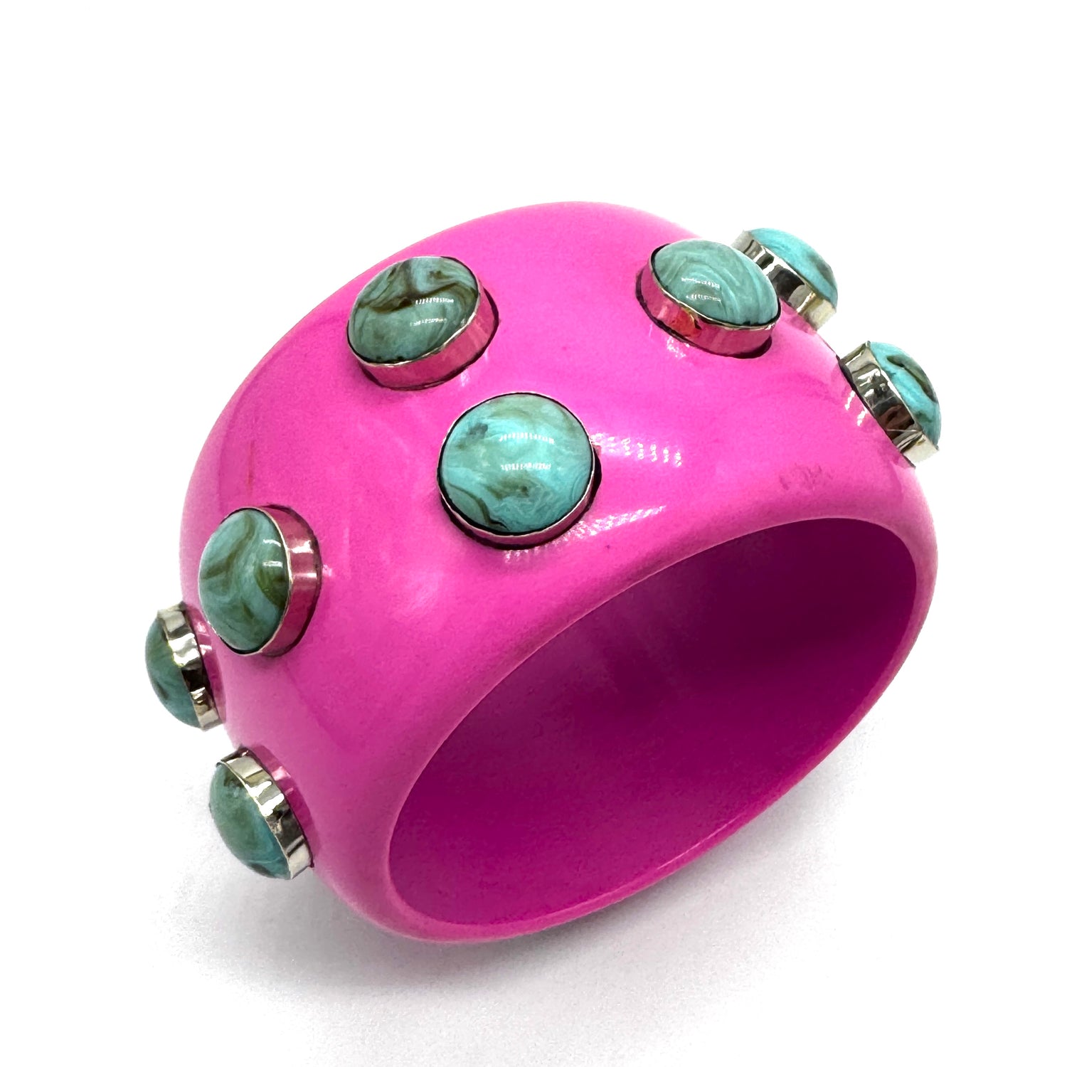 Pink &amp; Turquoise Marbled Bangle