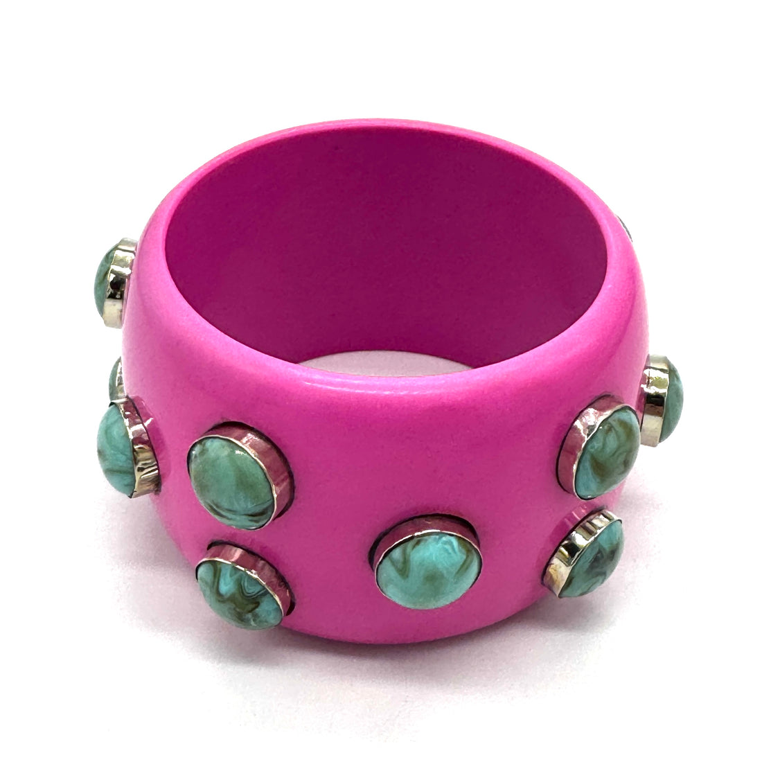 Pink &amp; Turquoise Marbled Bangle