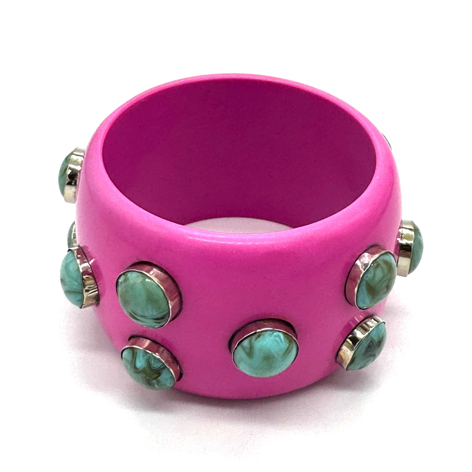 Pink &amp; Turquoise Marbled Bangle