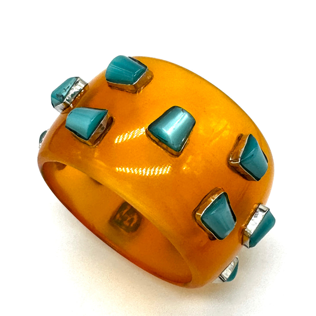 Lemon Yellow &amp; Teal Moonglow Bangle Bracelet