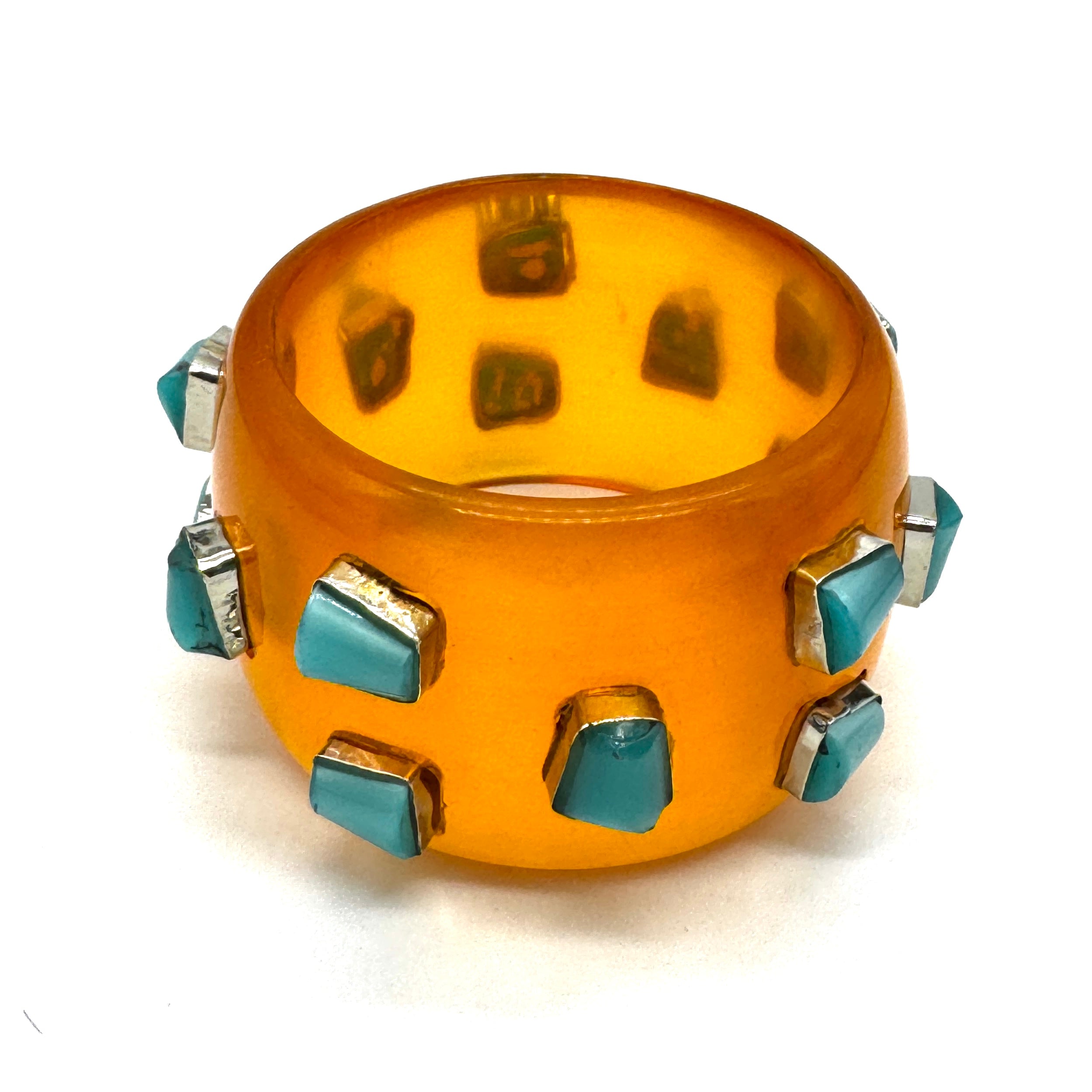 Lemon Yellow &amp; Teal Moonglow Bangle Bracelet