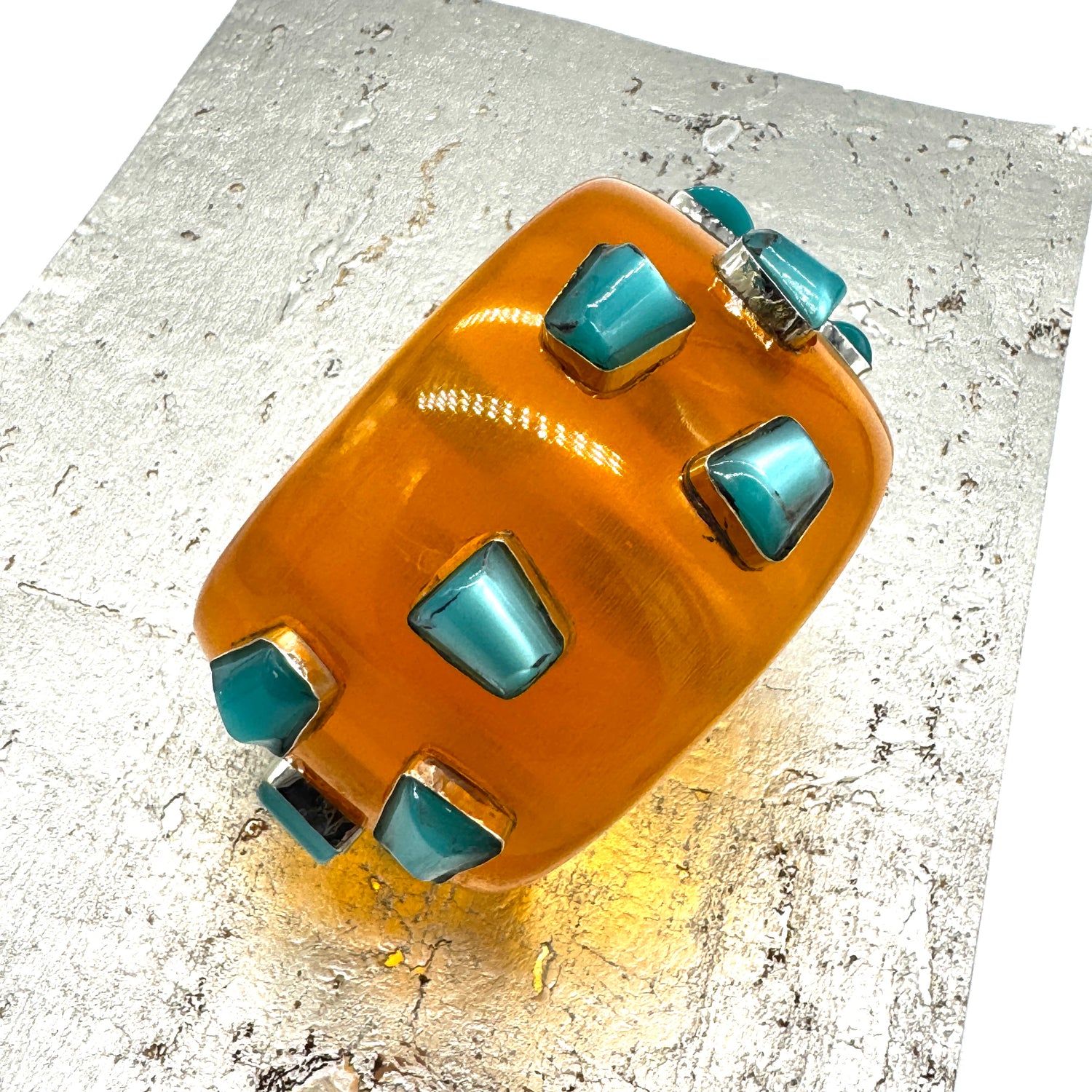 Lemon Yellow &amp; Teal Moonglow Bangle Bracelet