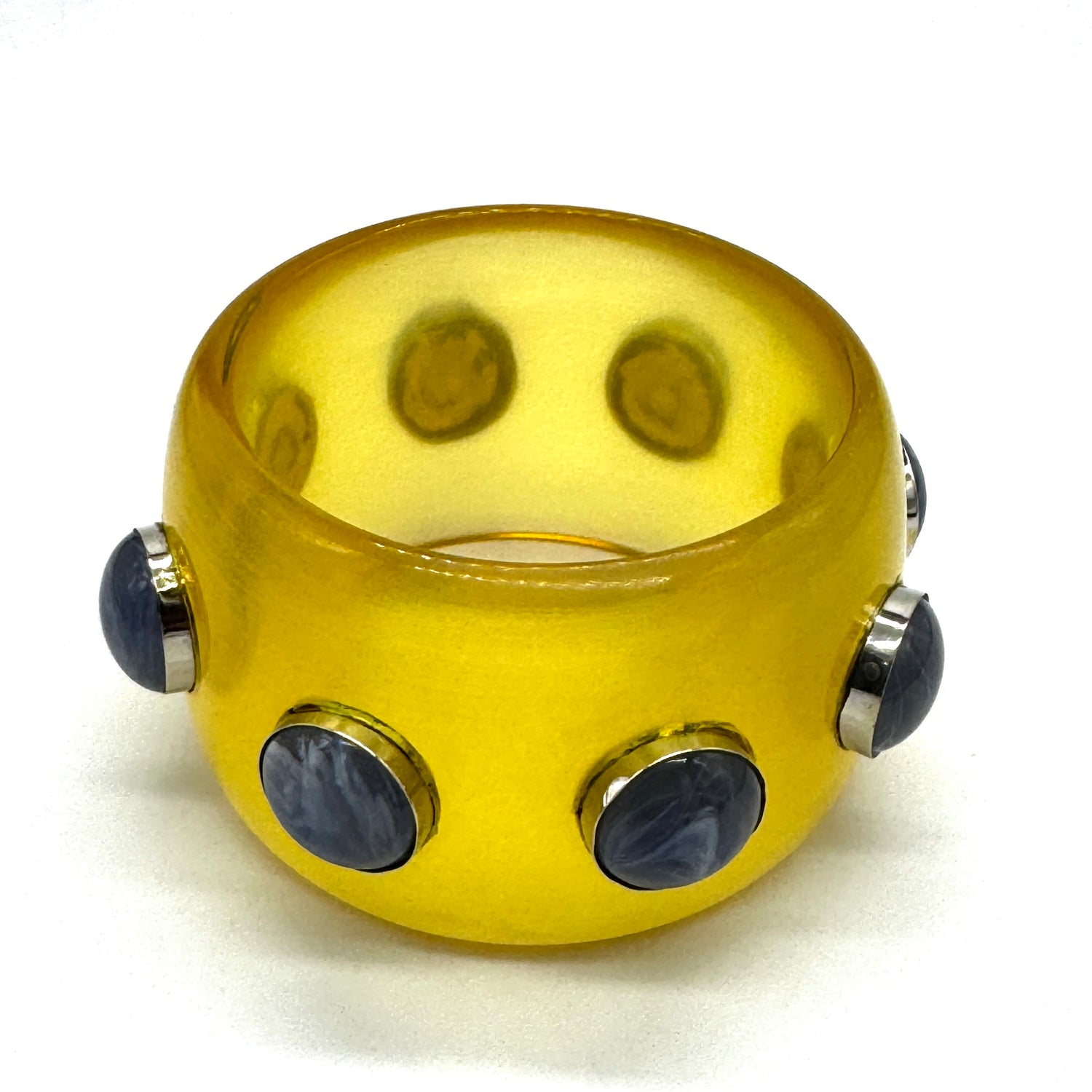 Lemon Yellow &amp; Denim Marbled Bangle Bracelet